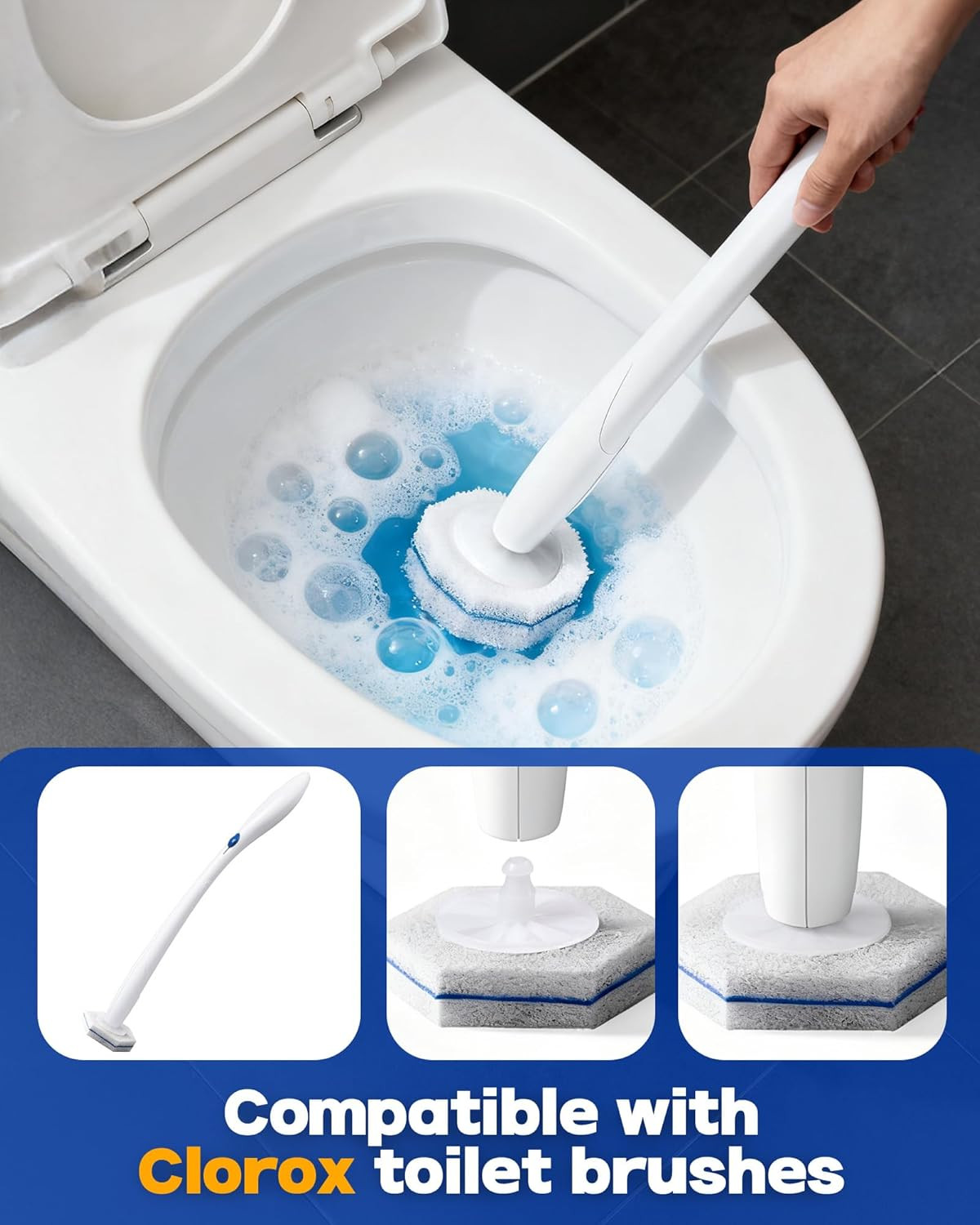 60 Pack Wand Refills Compatible with Clorox Toilet Brushes, Instant Foam Cleanin