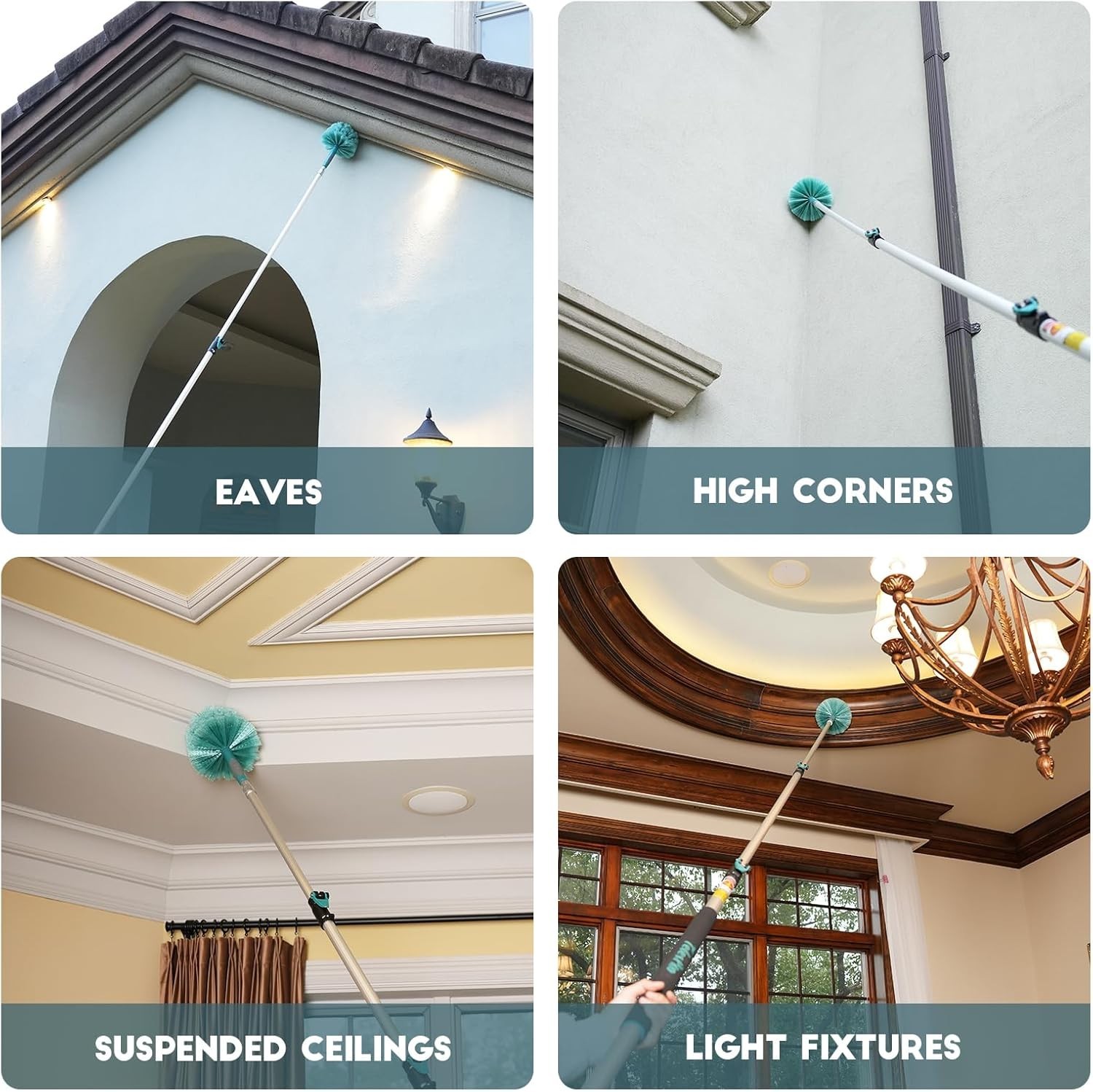 30 Feet High Cobweb Duster with 6-24Ft Extension Pole, Webster Cobweb Duster…