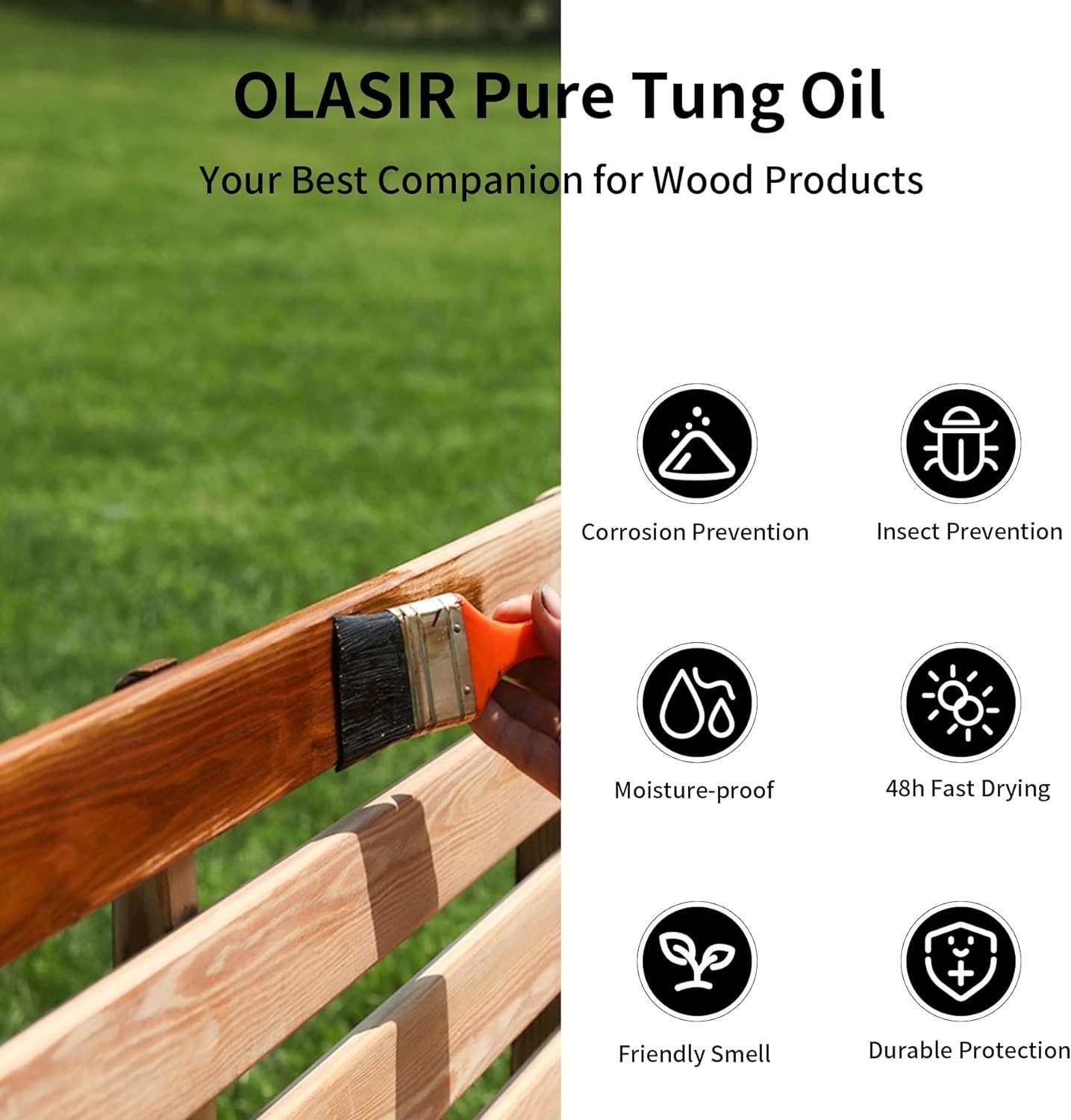 8 oz 100% Natural Pure Tung Oil for Wood Finishing Food Grade Safe, Waterproof T