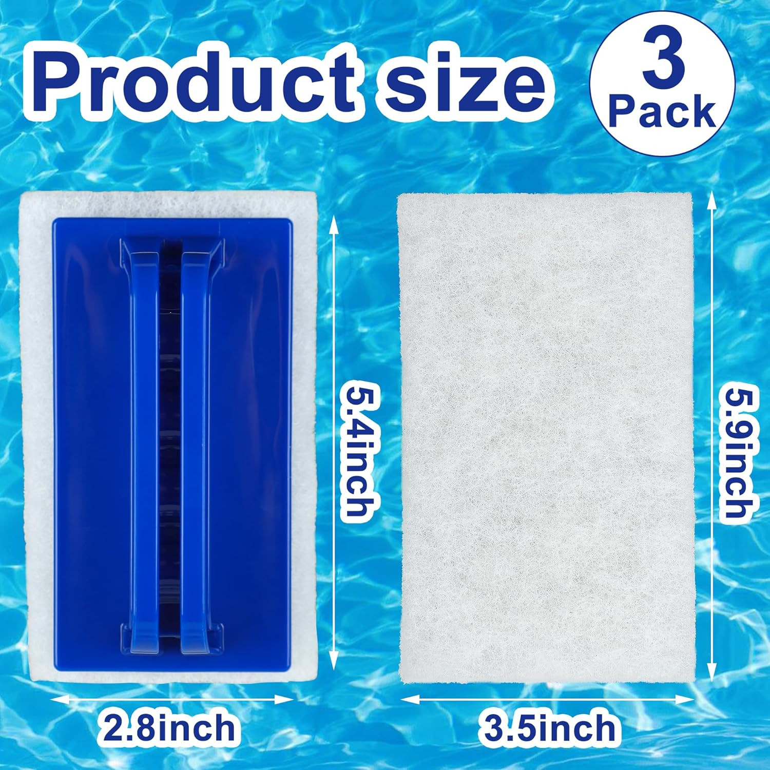 3 Pack Hand-Held Pool Scrub Brush Pool Cleaning Scrubbing Sponge Pad Bathroom Cl