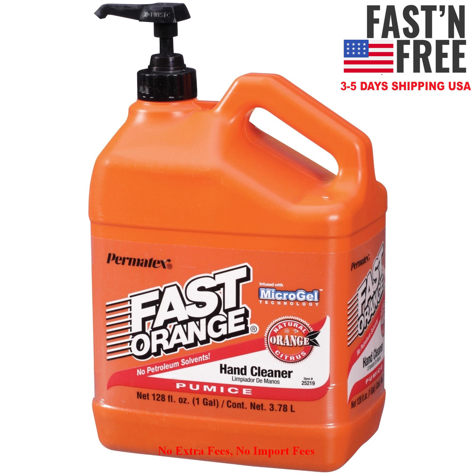 Fast Orange Pumice Hand Cleaner 1 Gal. Orange Scented Natural Citrus Scent 4PACK
