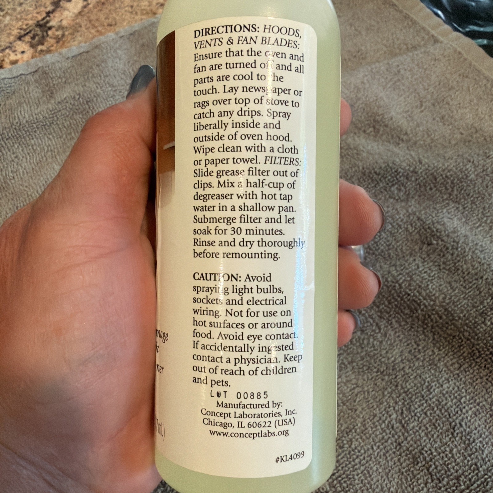 Klean Logik Oven Hood Degreaser 8 Fl oz Made in USA Sealed With Sprayer.