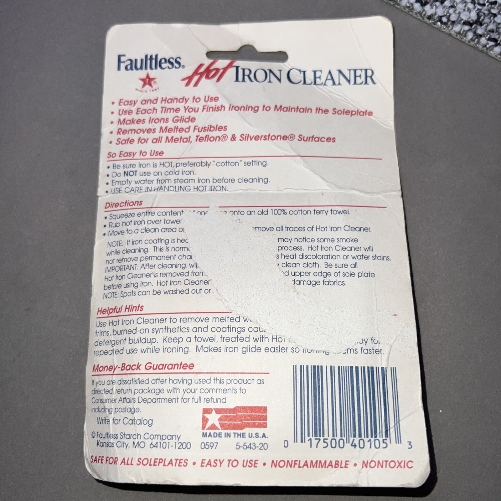 New Faultless Hot Iron Cleaner 0.17oz Safe for All Metal Irons Glide Easier 2 Pk