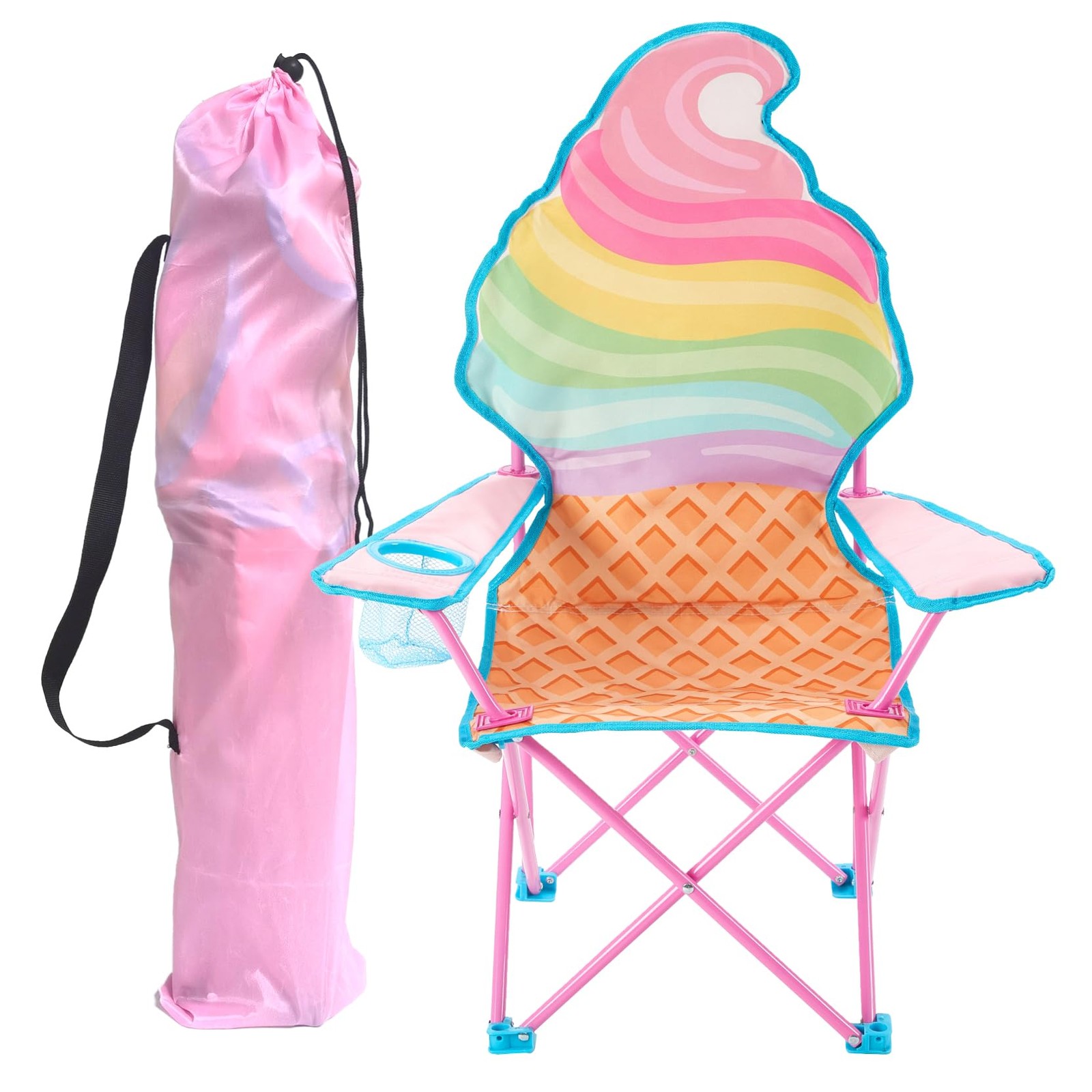 Ice Cream-Themed Figural Folding Camp Chair,Lightweight Portable Chair with C…