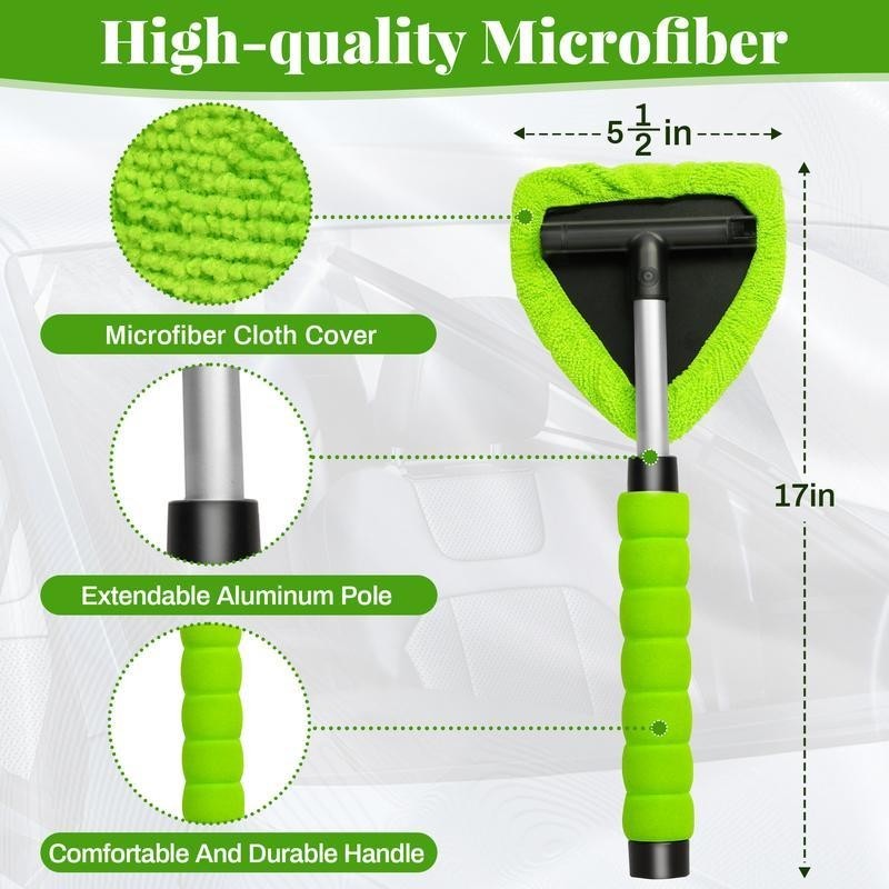 Windshield Cleaner Wand Microfiber Car Inside Window Cleaning Tool Anti Fog 50CM