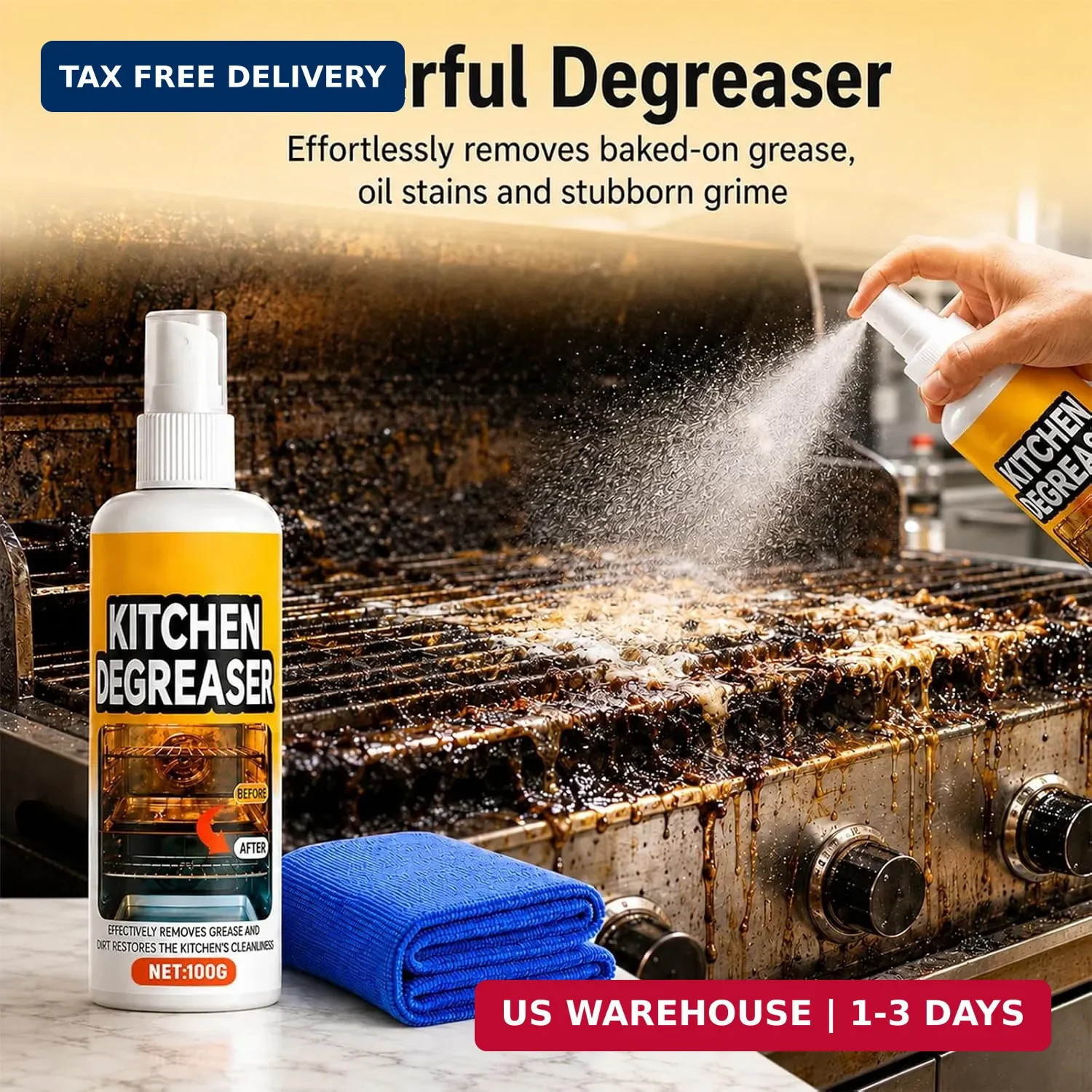Kitchen Degreaser Spray, BBQ Grill Cleaner Spray, Heavy Duty Degreaser Spray For