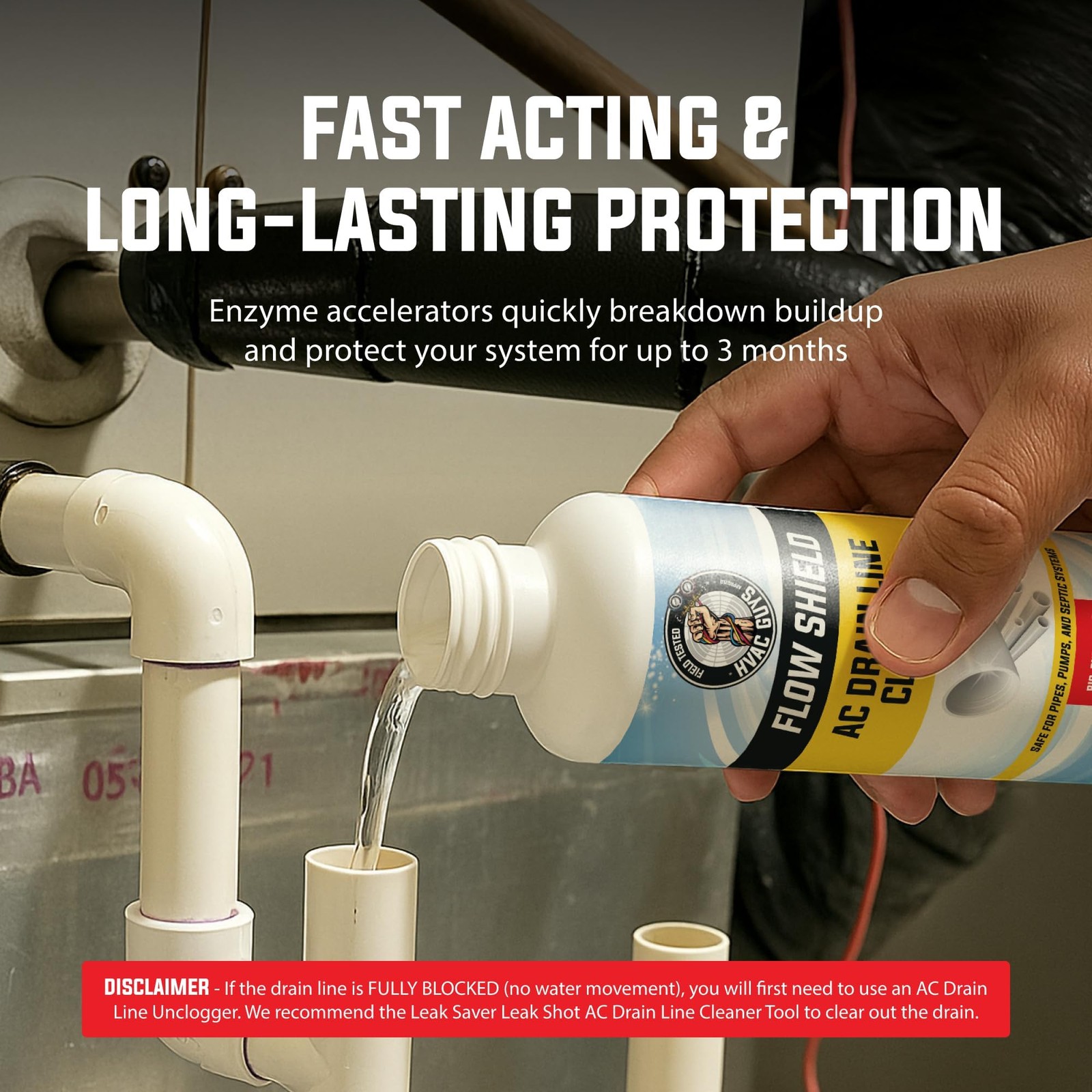 AC Drain Line Cleaner 8oz Bio-Enzymatic Formula Prevent Buildup Overflow Up 3