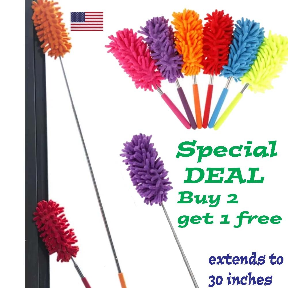 Extendable Soft Microfiber Duster Dusting Brush Cleaning Tool Washable