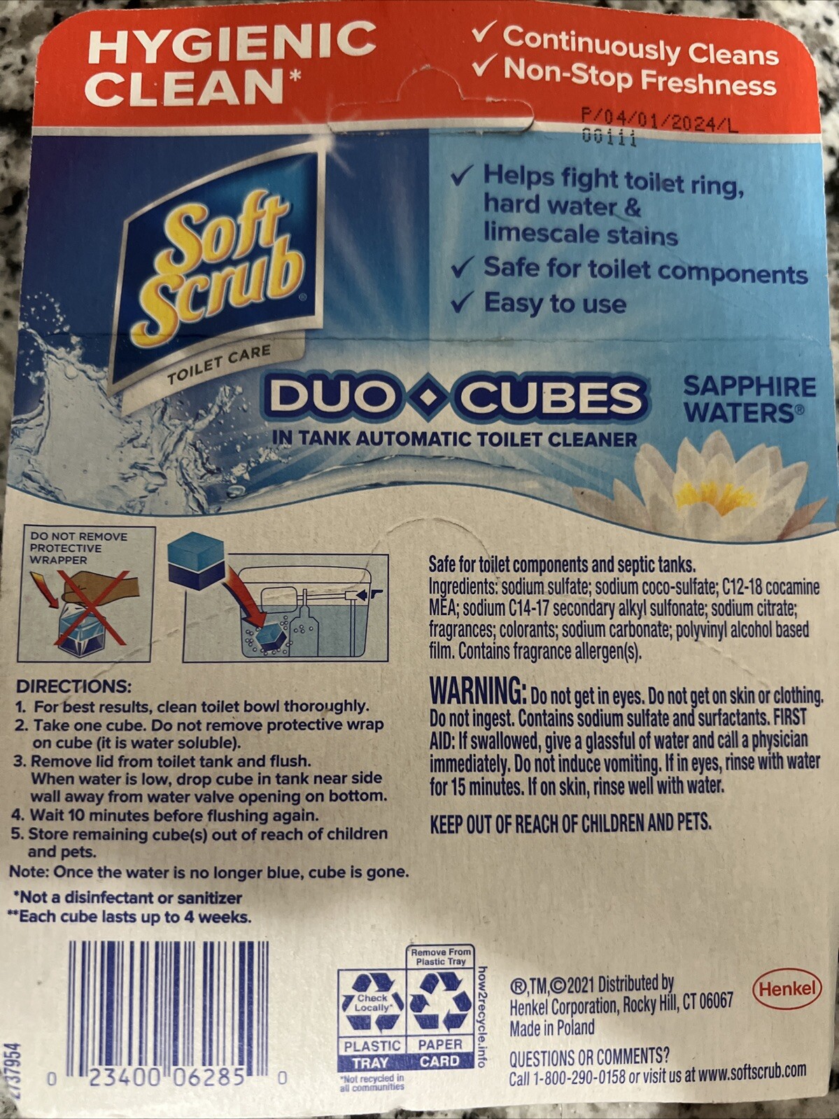 In-Tank Toilet Cleaner 2Ct Duo-Cubes, Sapphire Waters (Pack of 4)
