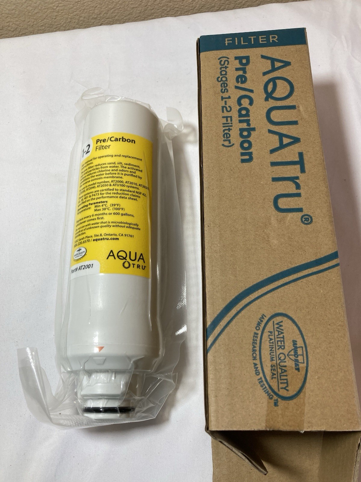 Open Box – AQUATru Pre/Carbon Stages 1-2 Water Filter AT2001 for Reverse Osmosis