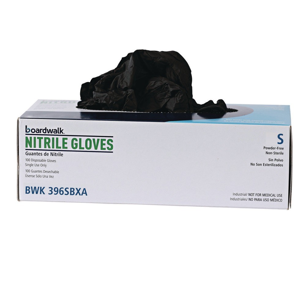 Boardwalk 396SBXA 4.4 mil Disposable Nitrile Gloves – Small, Black (100/Box) New