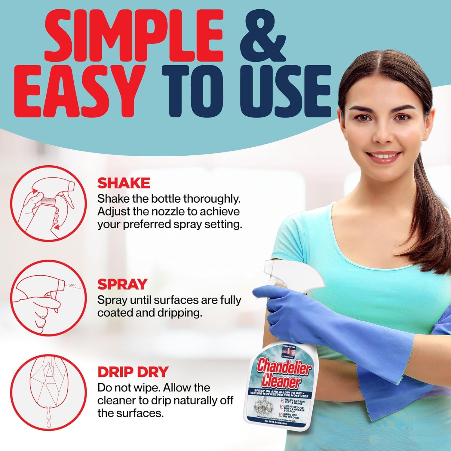 Durabasics 32oz Chandelier Cleaner Spray – Chandelier Cleaner Drip Dry No Wipe
