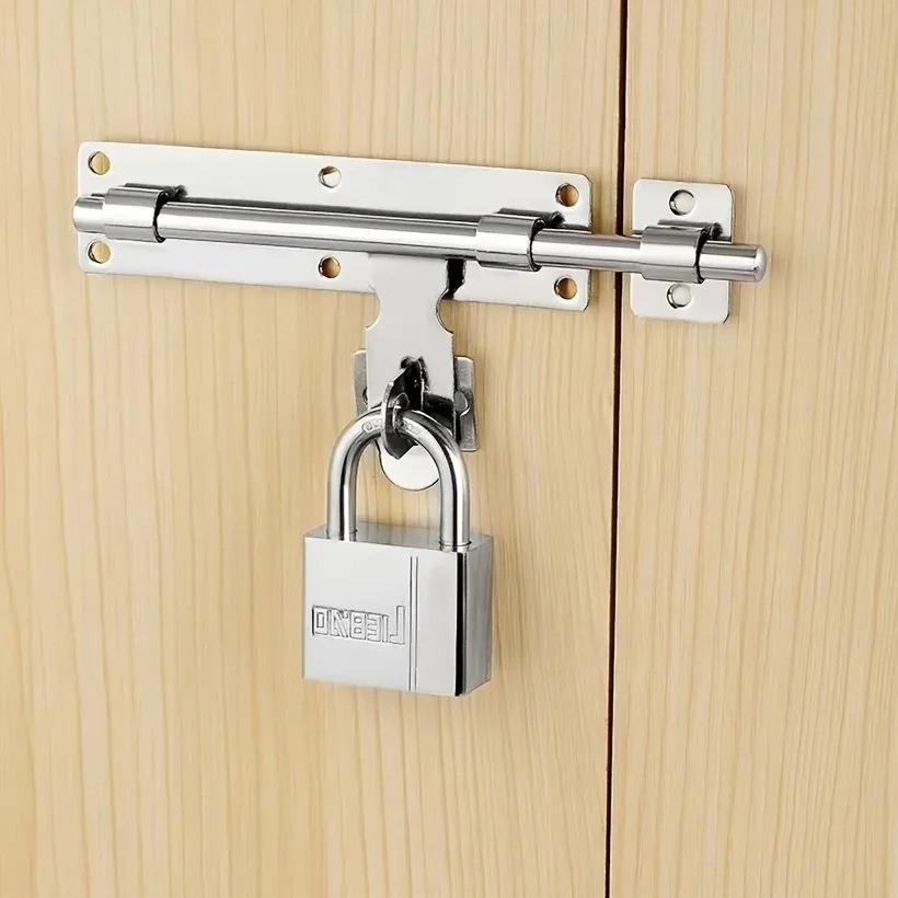 New Stainless Steel Hardware Door Lock Barrel Bolt Latch Padlock Clasp Set Brush