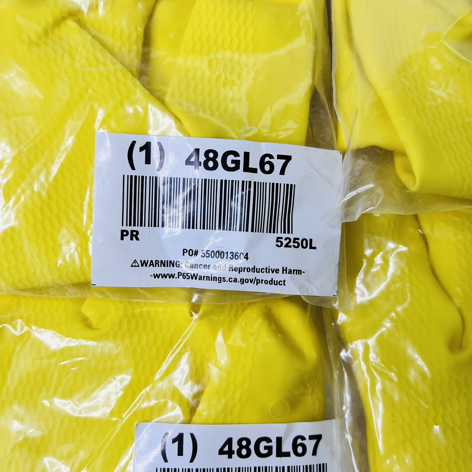 Rubber Cleaning Gloves Yellow Household Reusable Dishwashing 48GL67, 7 Pairs