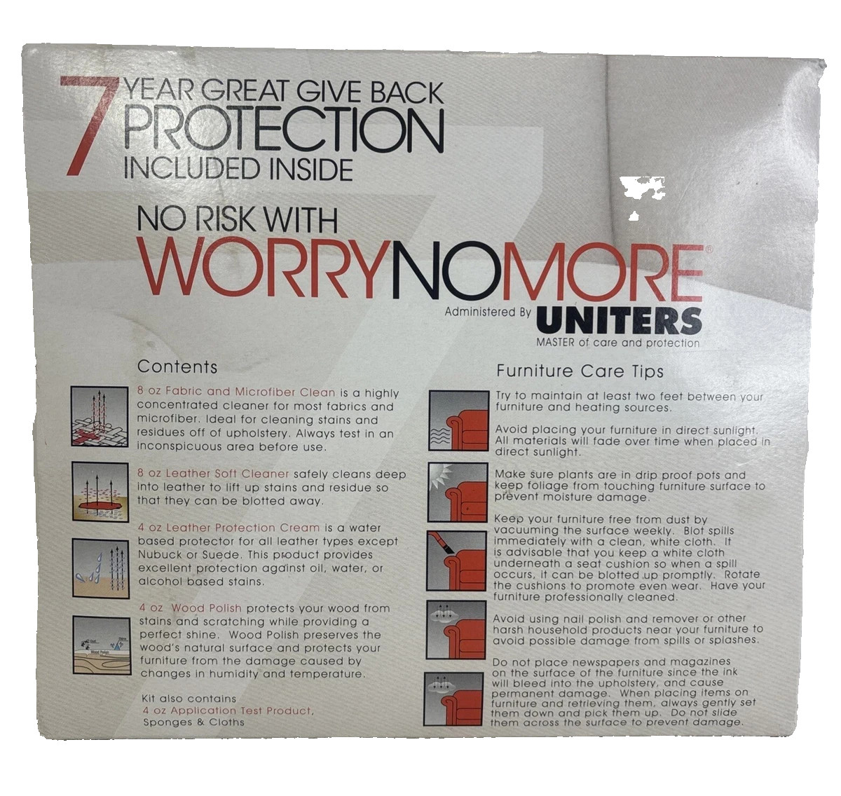 “Worry No More” Uniters Furniture Cleaning Kit Fabric Leather Wood Polish SEALED