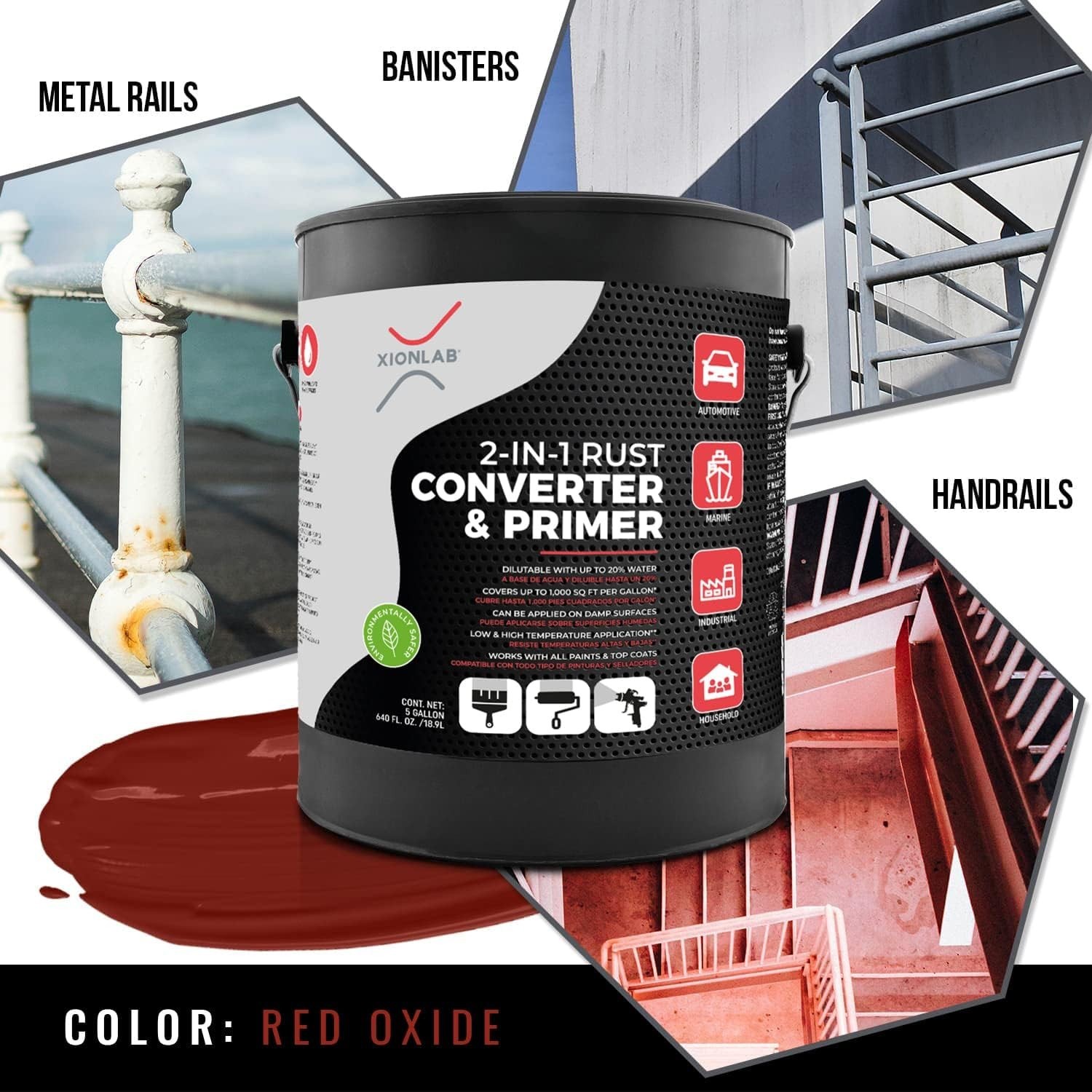 1gal Xion Lab 2in1 Rust Converter & Metal Primer Concentrate Cover Up to 4X More