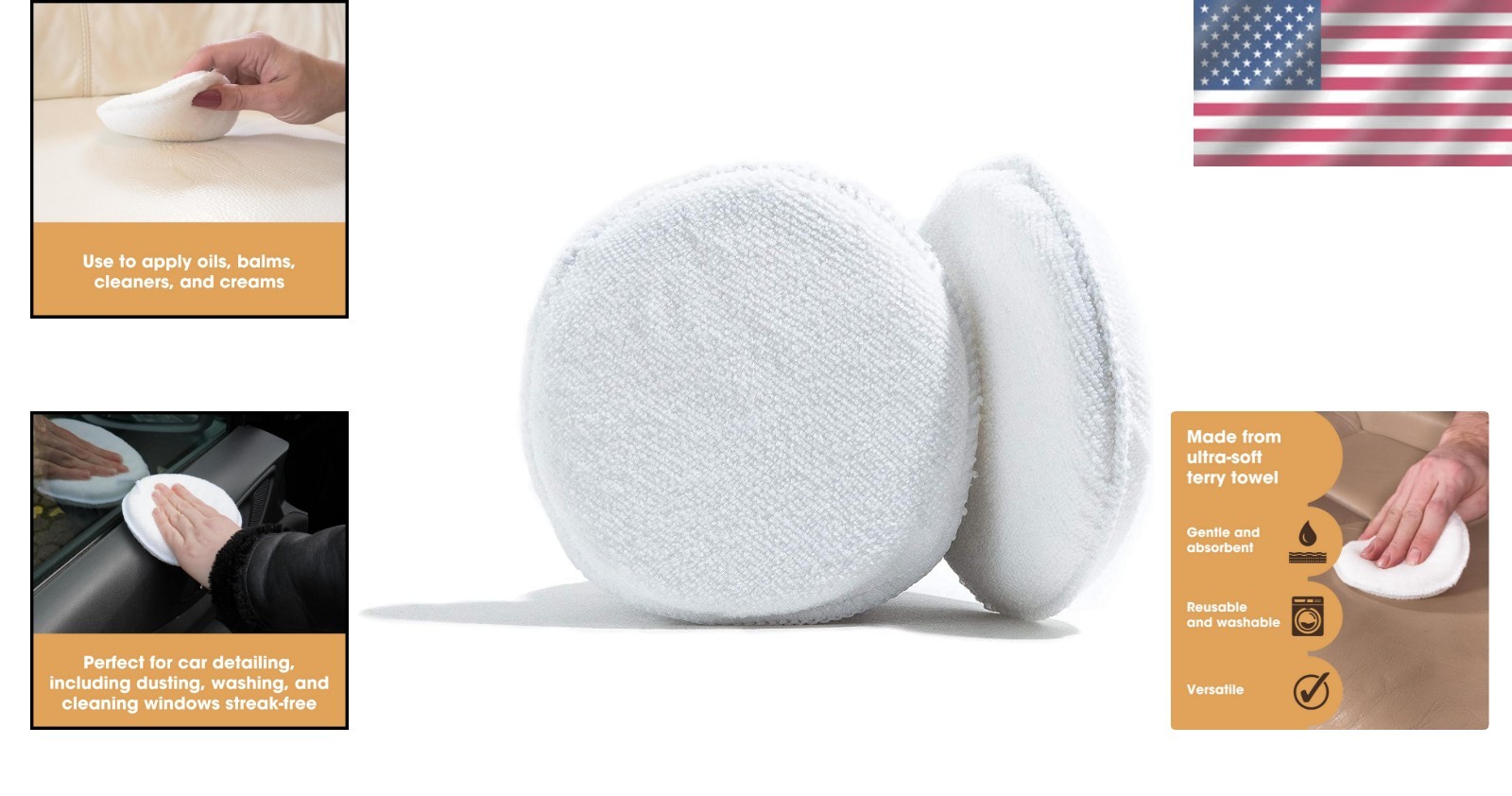 Luxury Leather Care Applicator Sponges | 2 Reusable Microfiber Pads Included