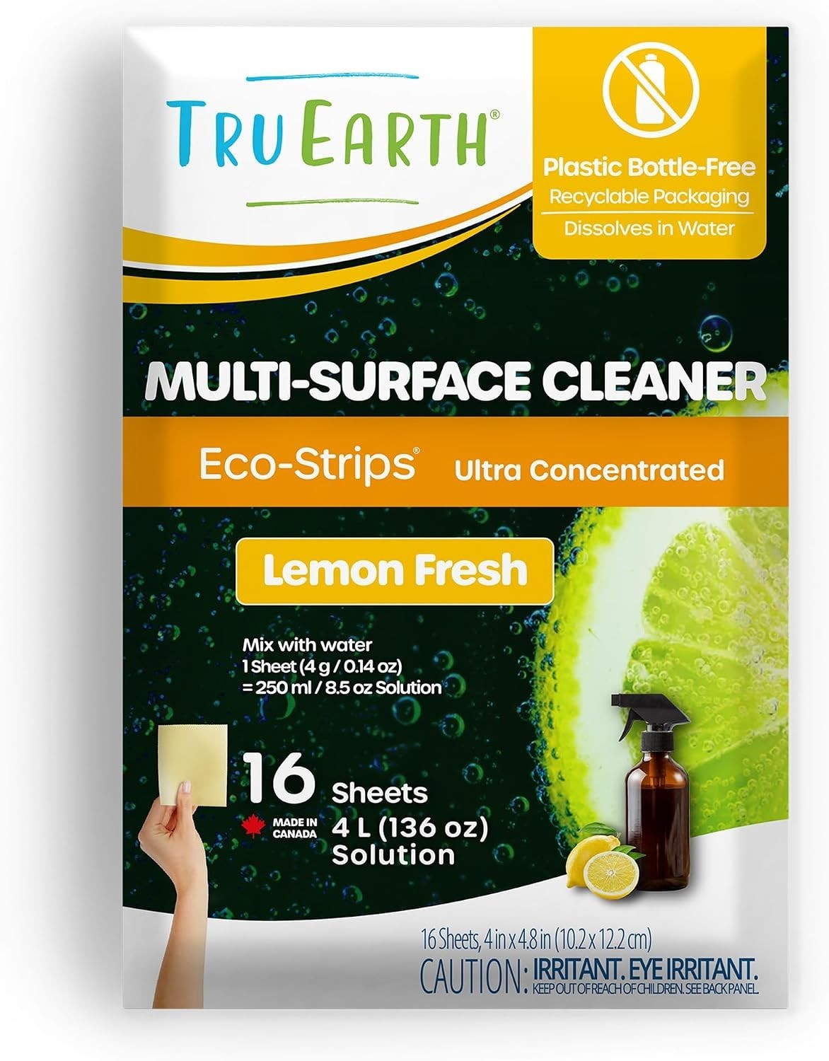 Eco-Friendly Multi-Surface Cleaner Strips, Fresh Lemon Scent