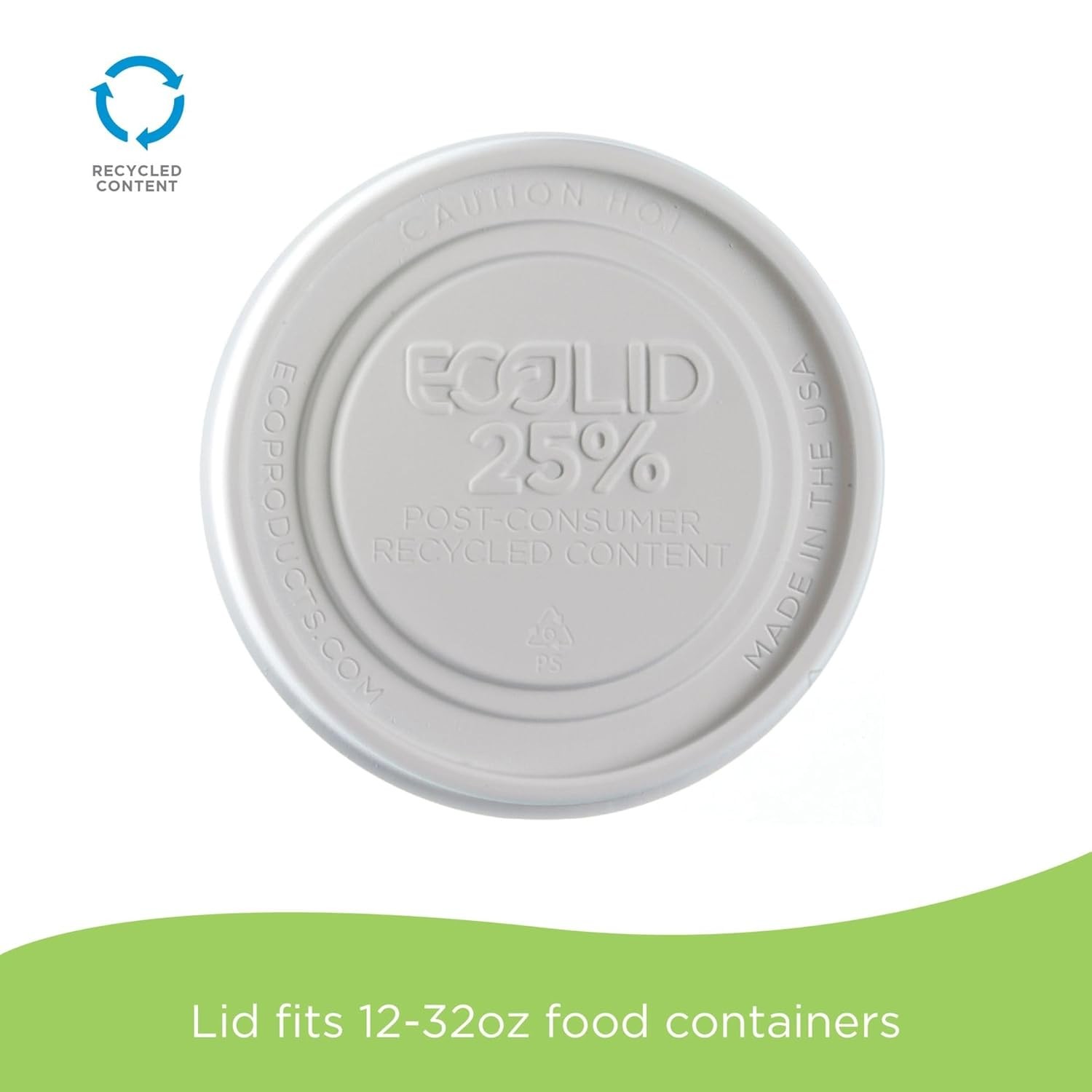 Eco-Products Recycled 12-32oz Food Bowl Recycled Lids, Case of 500, Dome Cover