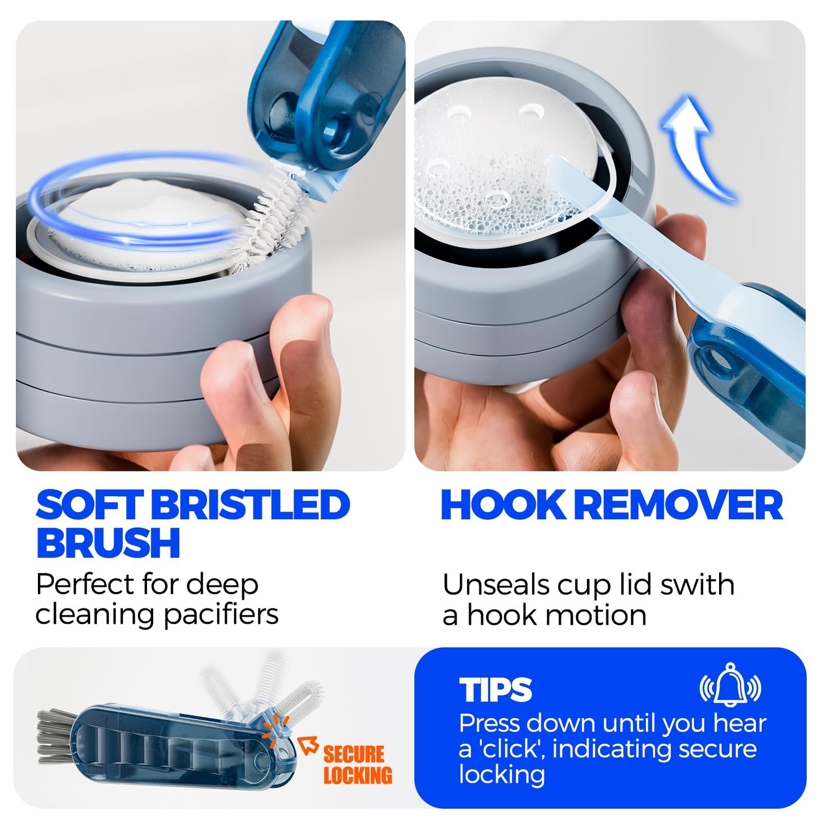6 PACK 4 in 1 Cup Lid Cleaning Brush Set with 3 Straws, Multifunctional Bottl…