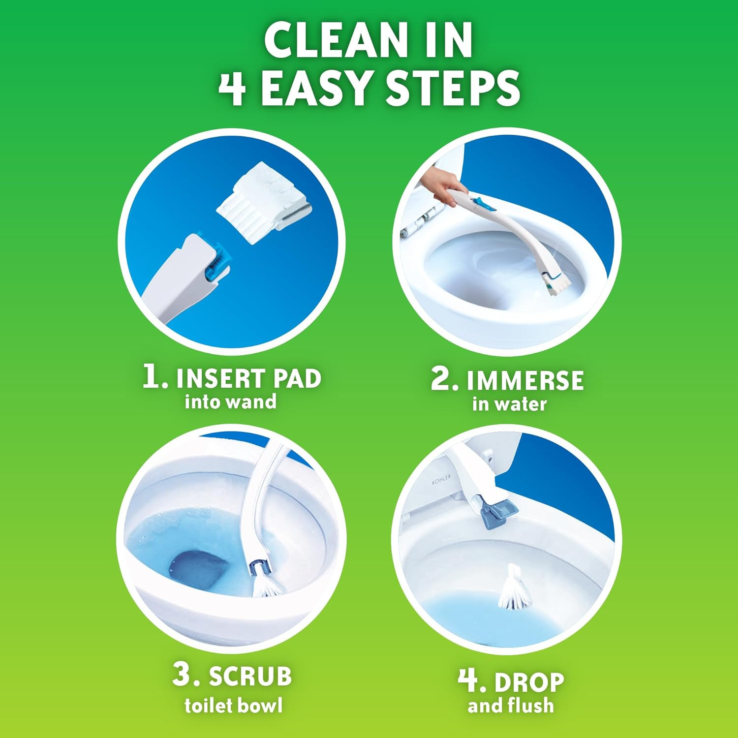 Scrubbing Bubbles Flushable Toilet Bowl Wand Cleaner Refills, Fresh Brush Cleane