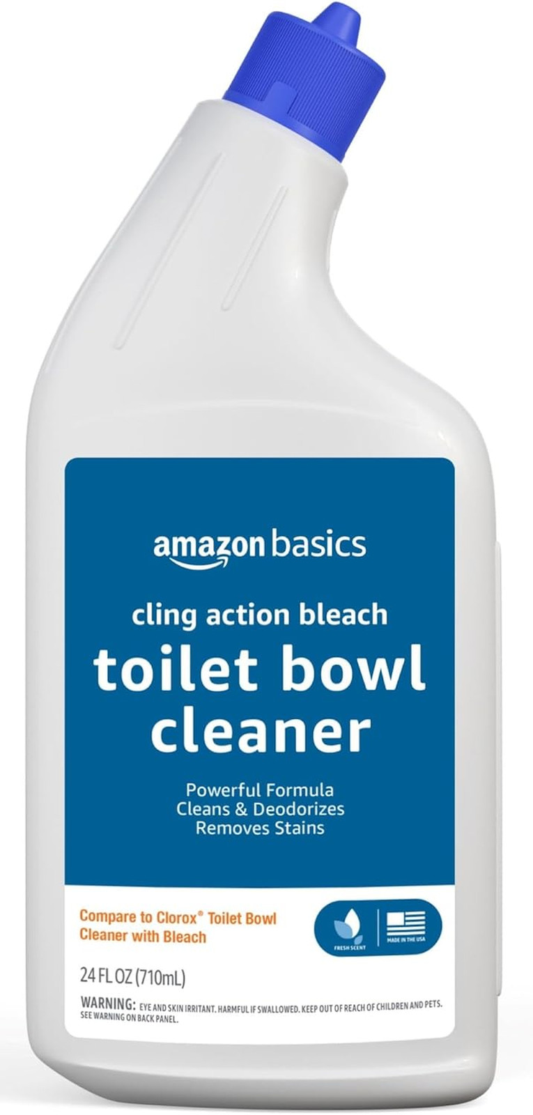 Amazon Basics Toilet Bowl Cleaner Cling Action Formula with Bleach, Fresh Scent