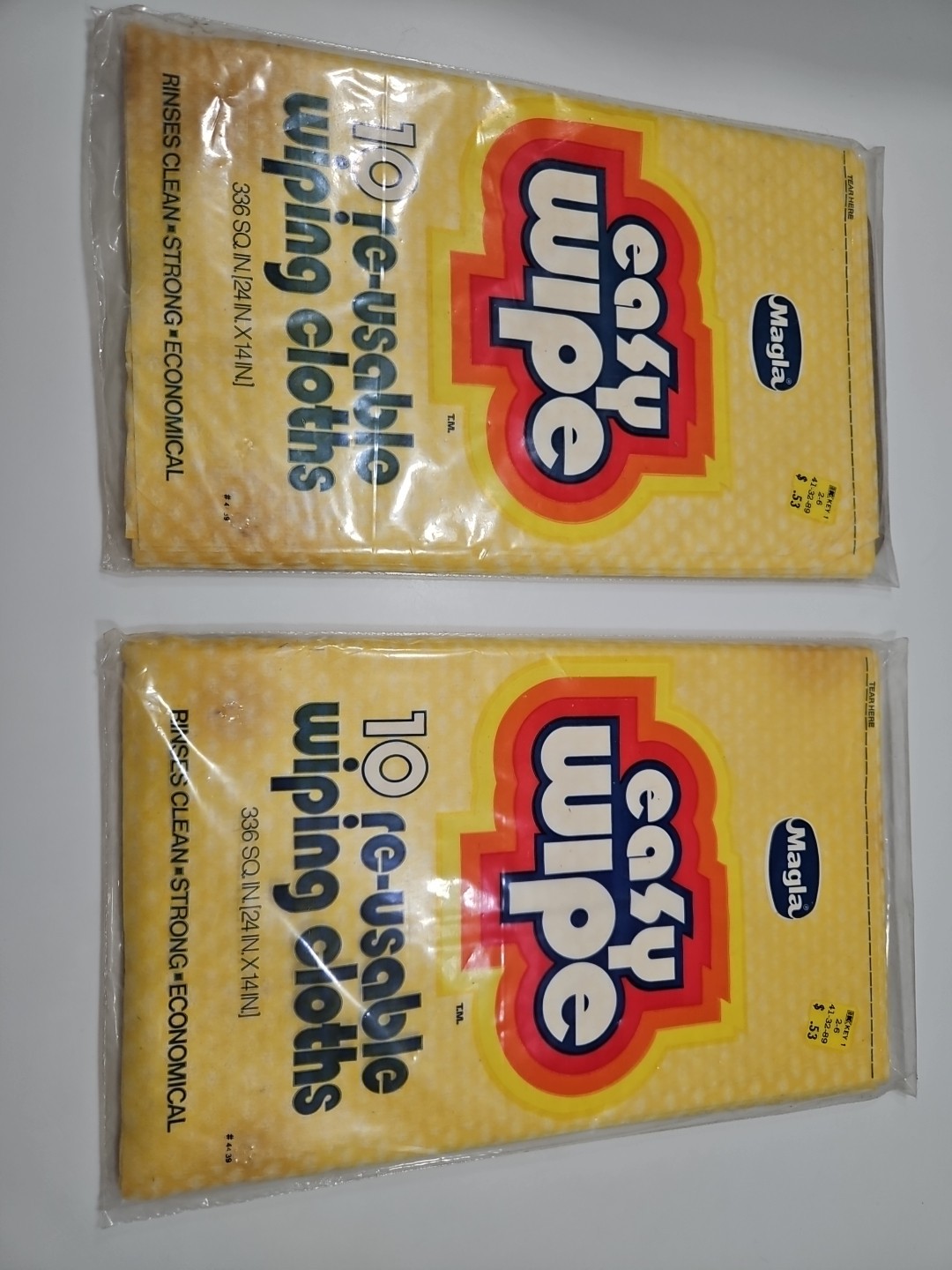 Vintage Magla EASY WIPE Wiping Cloths Yellow Nostalgia Dead stock x2 Lot