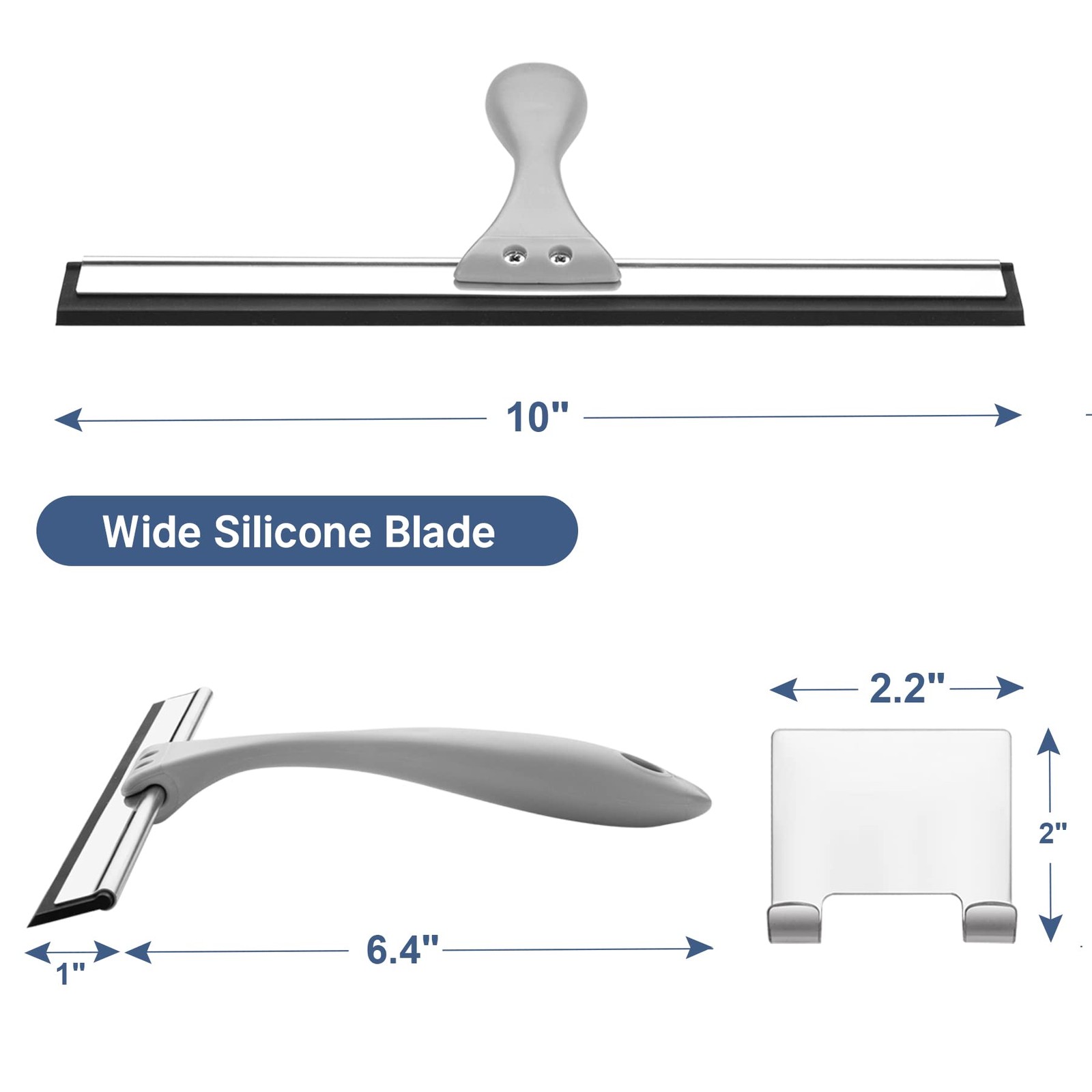 All-Purpose Squeegee with Hook for Shower Doors, Windows, Mirrors, Tiles and Car