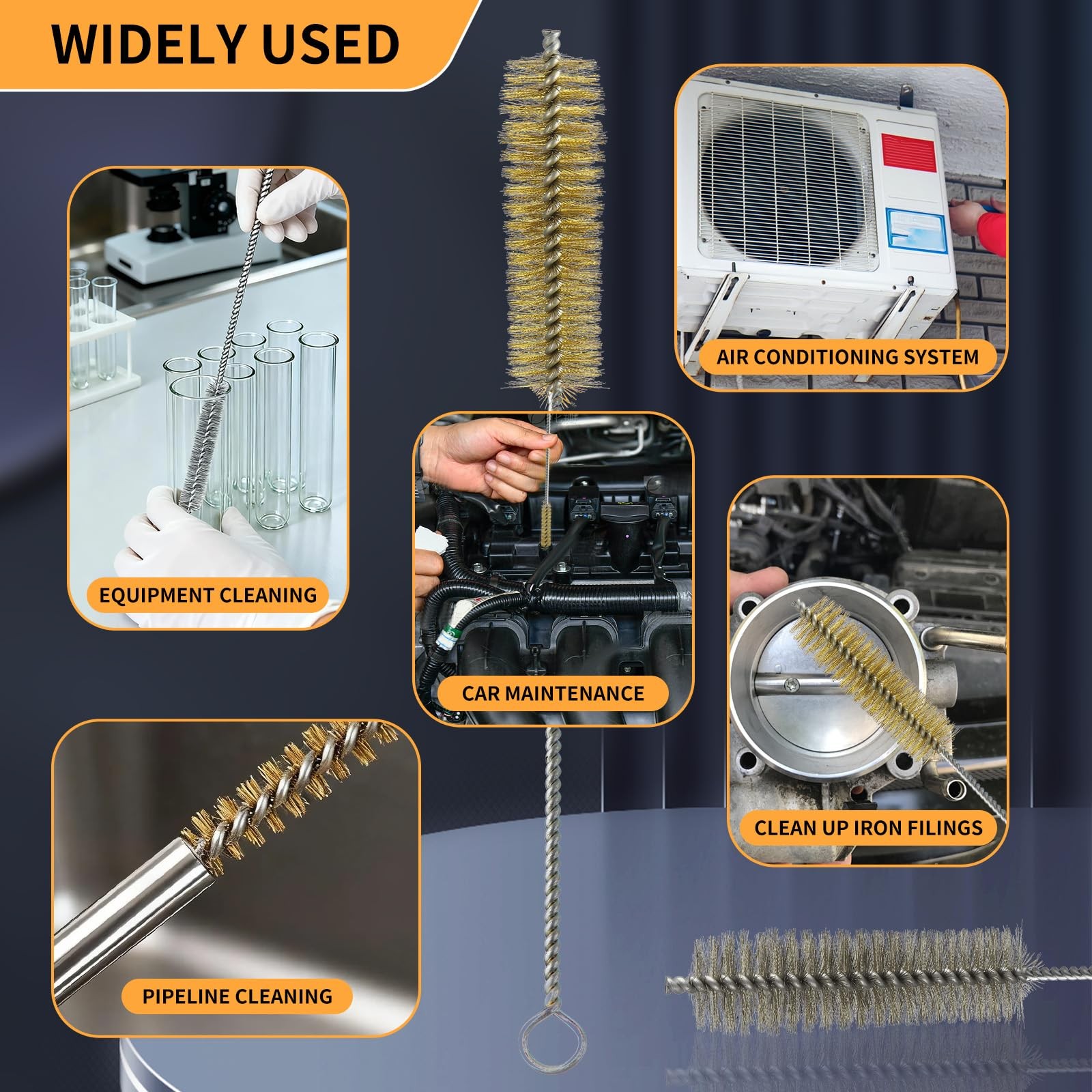 14pcs Brass Wire Brush Stainless Steel Wire Brushes Bottle Brush Set, 12″ Rou…