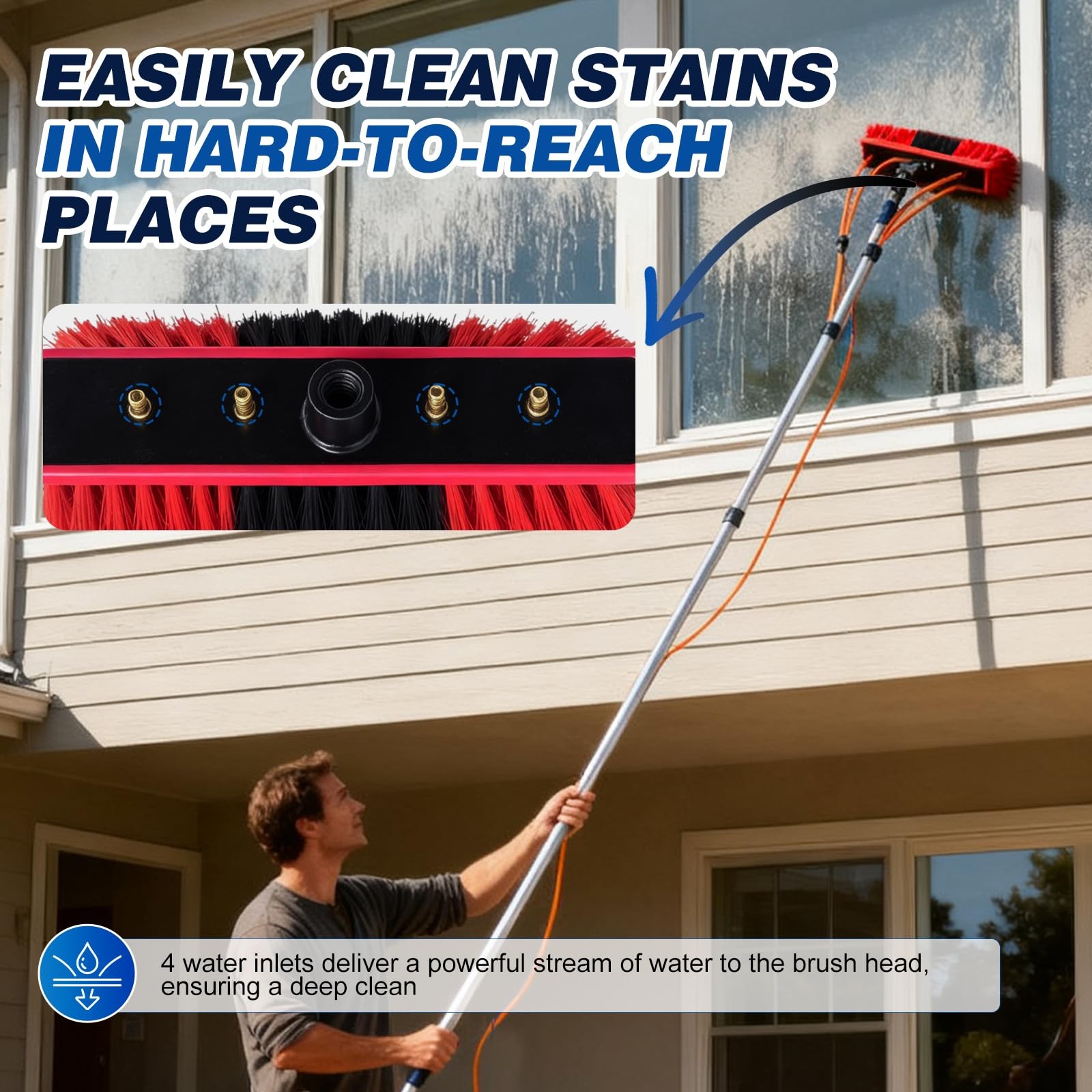 35FT Water Fed Pole Kit Adjustable Solar Panel Cleaning Kit Cleaner Tool for …