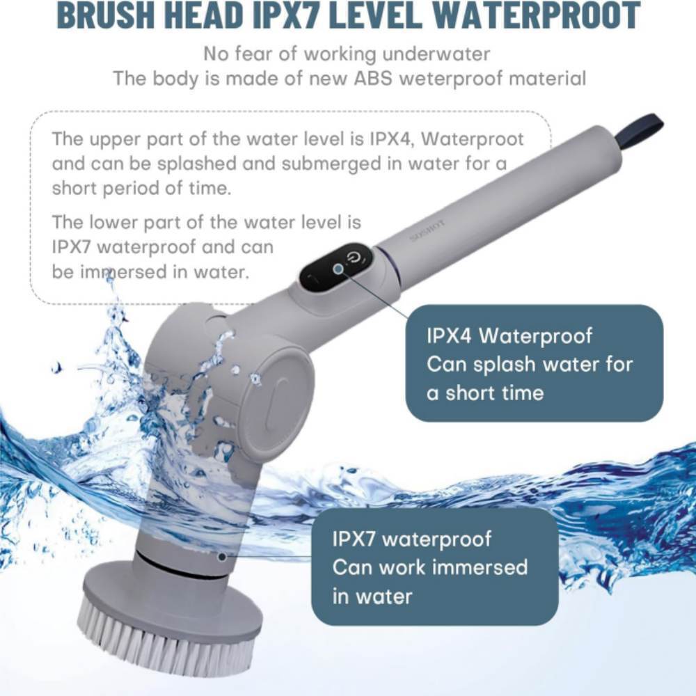 Electric Spin Scrubber 3Speeds 8 Replaceable Brush Heads Shower Cleaner Brush