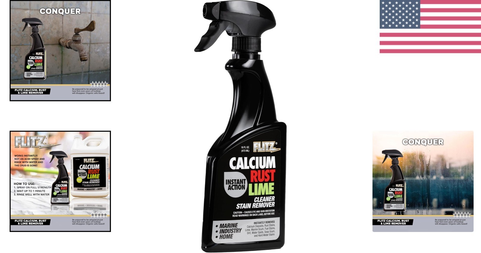 Natural Calcium, Rust & Lime Remover Spray – 16oz for Instant All-Surface Clean