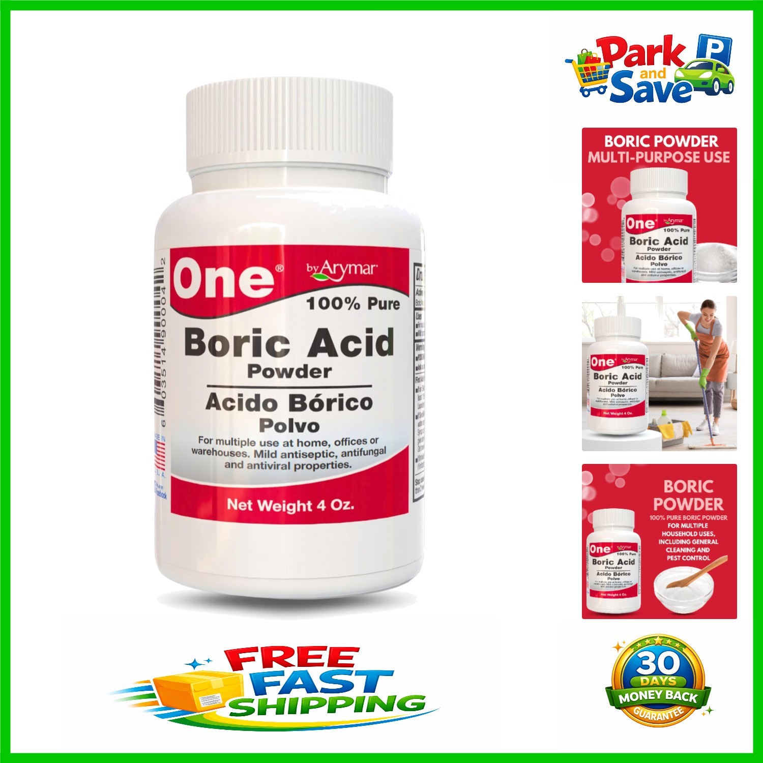 Eco-Friendly Boric Powder 4oz for Powerful Multipurpose Cleaning & Freshening