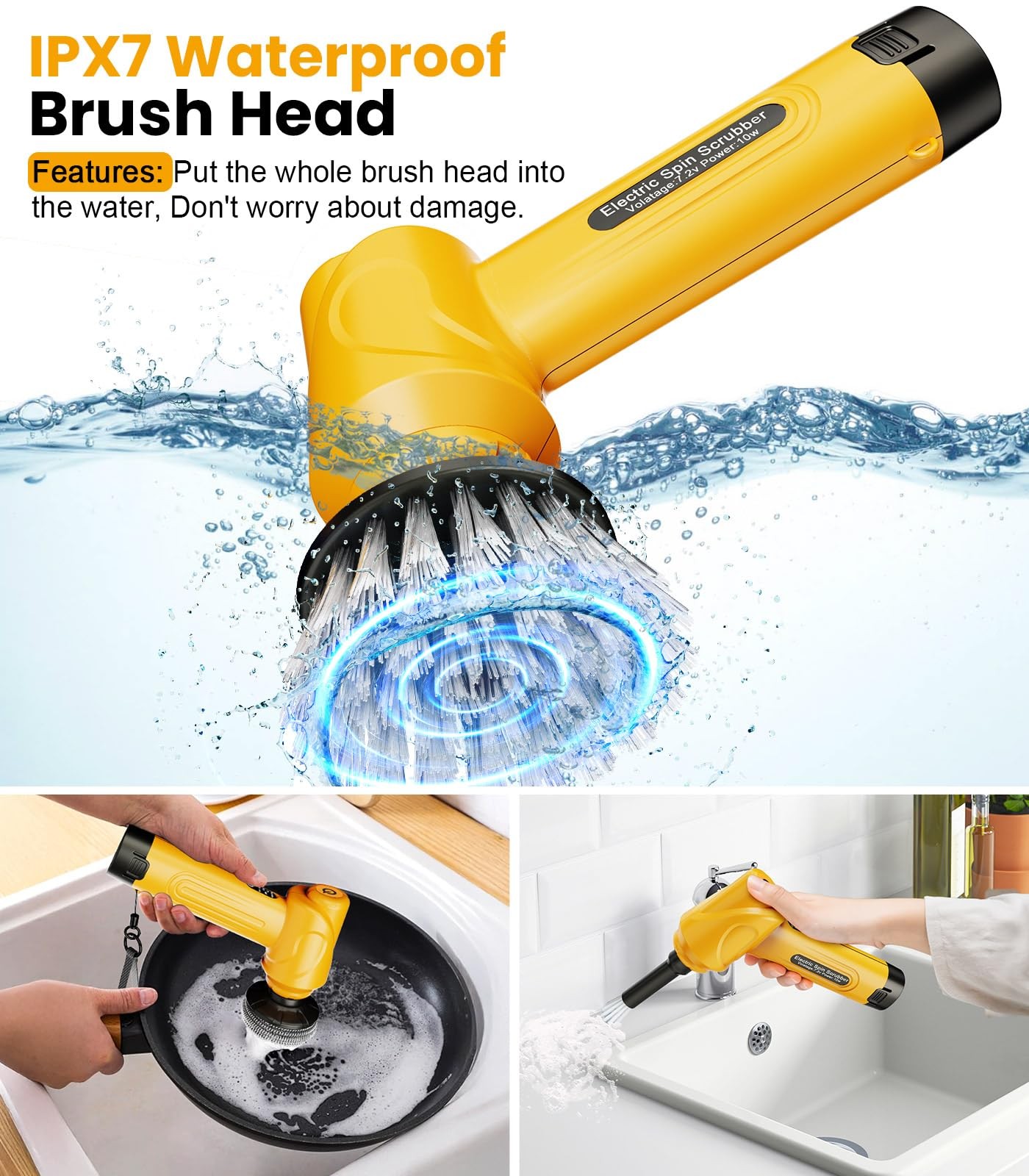 Battery Electric Spin Scrubber Q4, Handheld Scrubber for Cleaning with Displa…