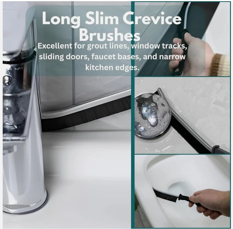 Multi-Surface Scrub Brush Set Heavy-Duty Cleaning Kitchen Bathroom Grout Tile US
