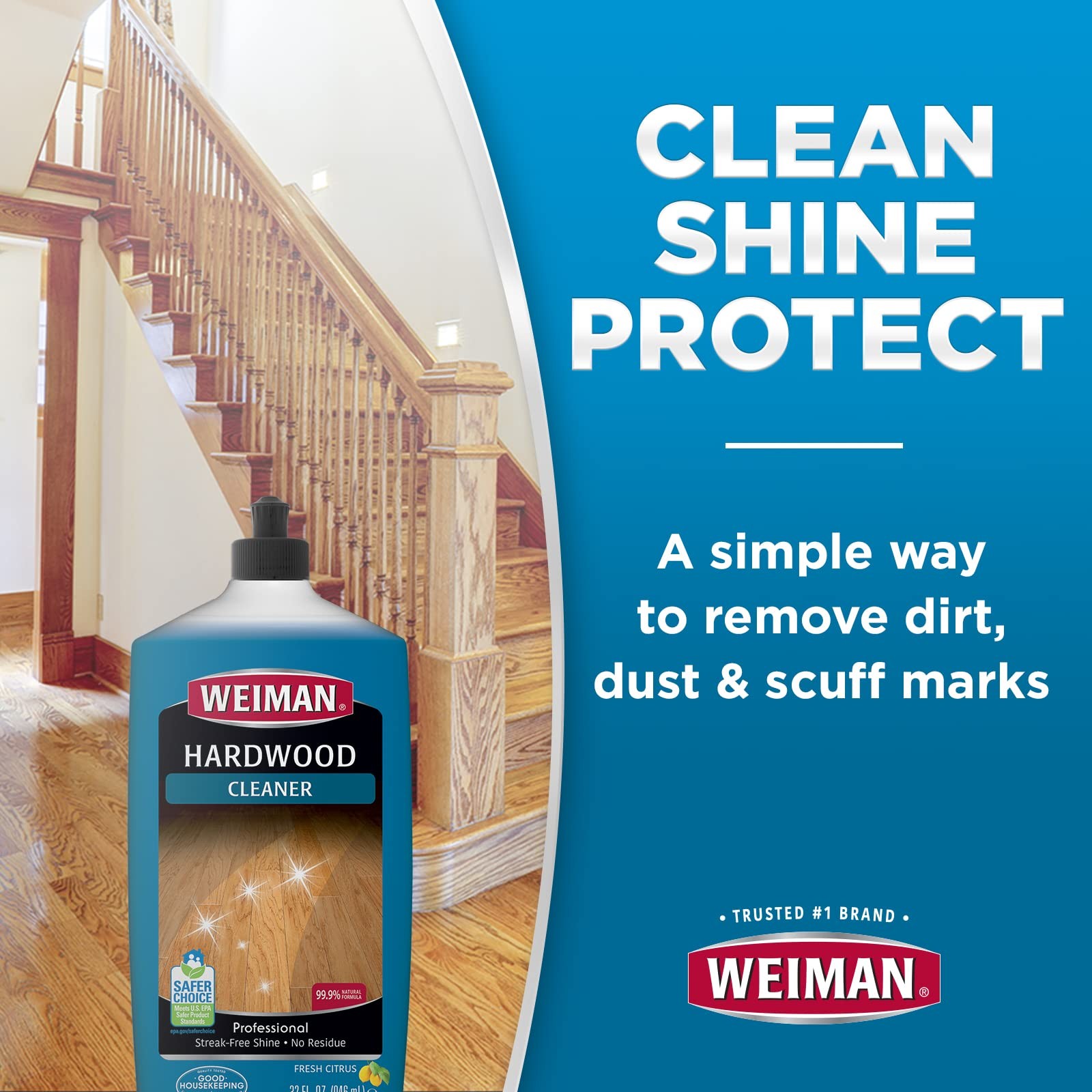 Weiman Hardwood Floor Cleaner and Polish Restorer Combo – 2 Pack – High-Traff…