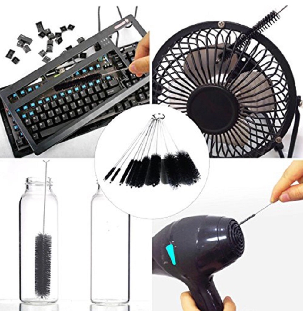 10 Straw Cleaning Brushes Nylon Bristle Stainless Steel Wire Drink Pipe Cleaner