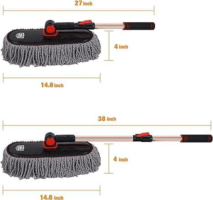 Car Duster Exterior with Extendable Handle, Scratch Free Auto Wash Brush Mop, In