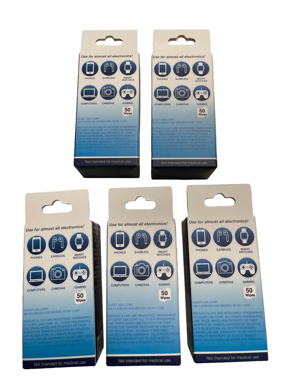 LOT OF 5 I-JOY ELECTRONIC WIPES 70% ISOPROPYL ALCOHOL FRAGRANCE FREE ~250 WIPES~