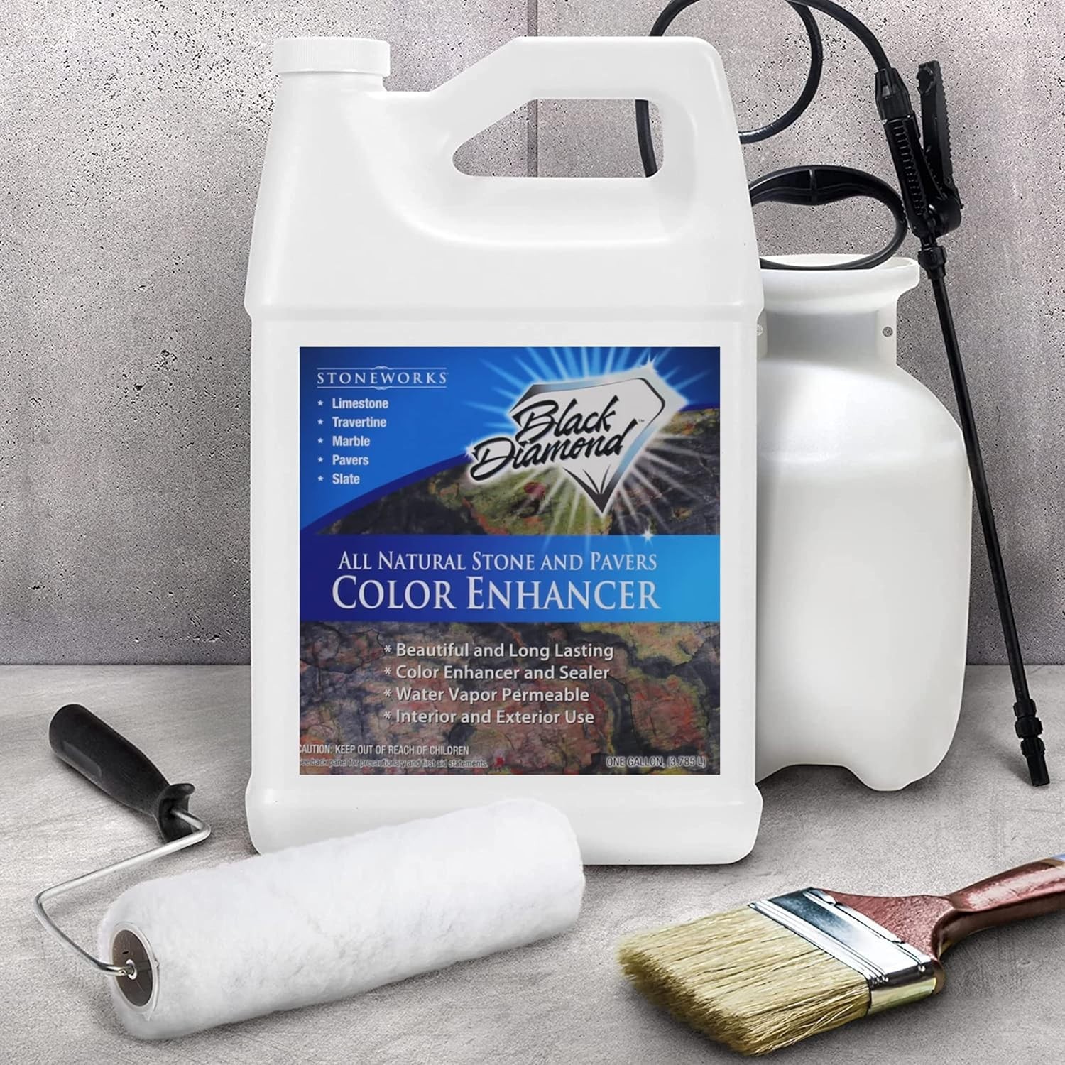 Color Enhancer Sealer for All-Natural Stone and Pavers. Marble, Travertine, Lime