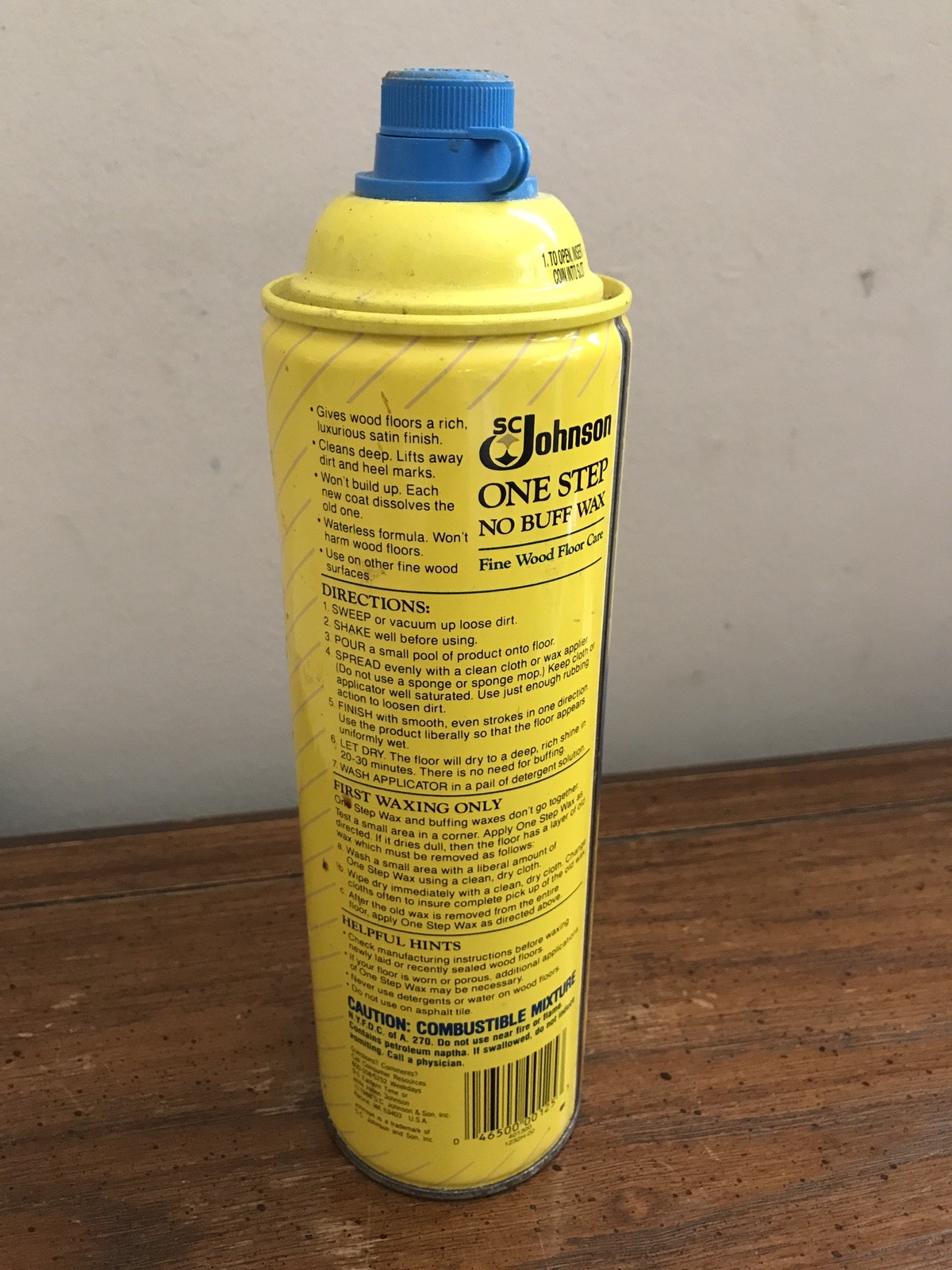 SC Johnson One Step No Buff Wax Fine Wood Floor Care 22oz Can ~90% Full