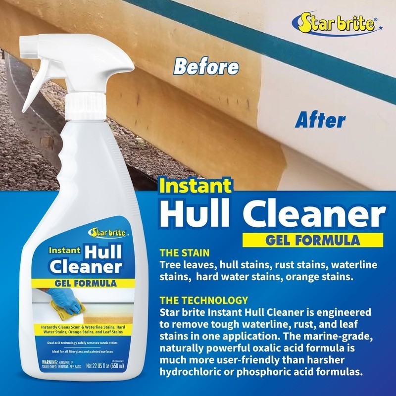 Powerful Hull Cleaner Gel Sticks Tough Stains Boat Fiberglass Plastic Marine Use
