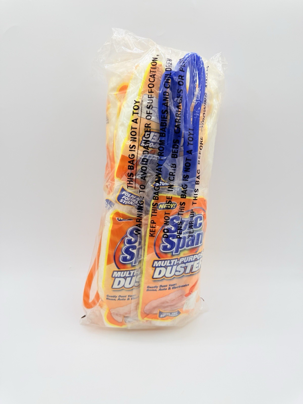 Lot of 6 Spic and Span Multi-Purpose Duster, item #849, Orange/Blue Handle. NEW