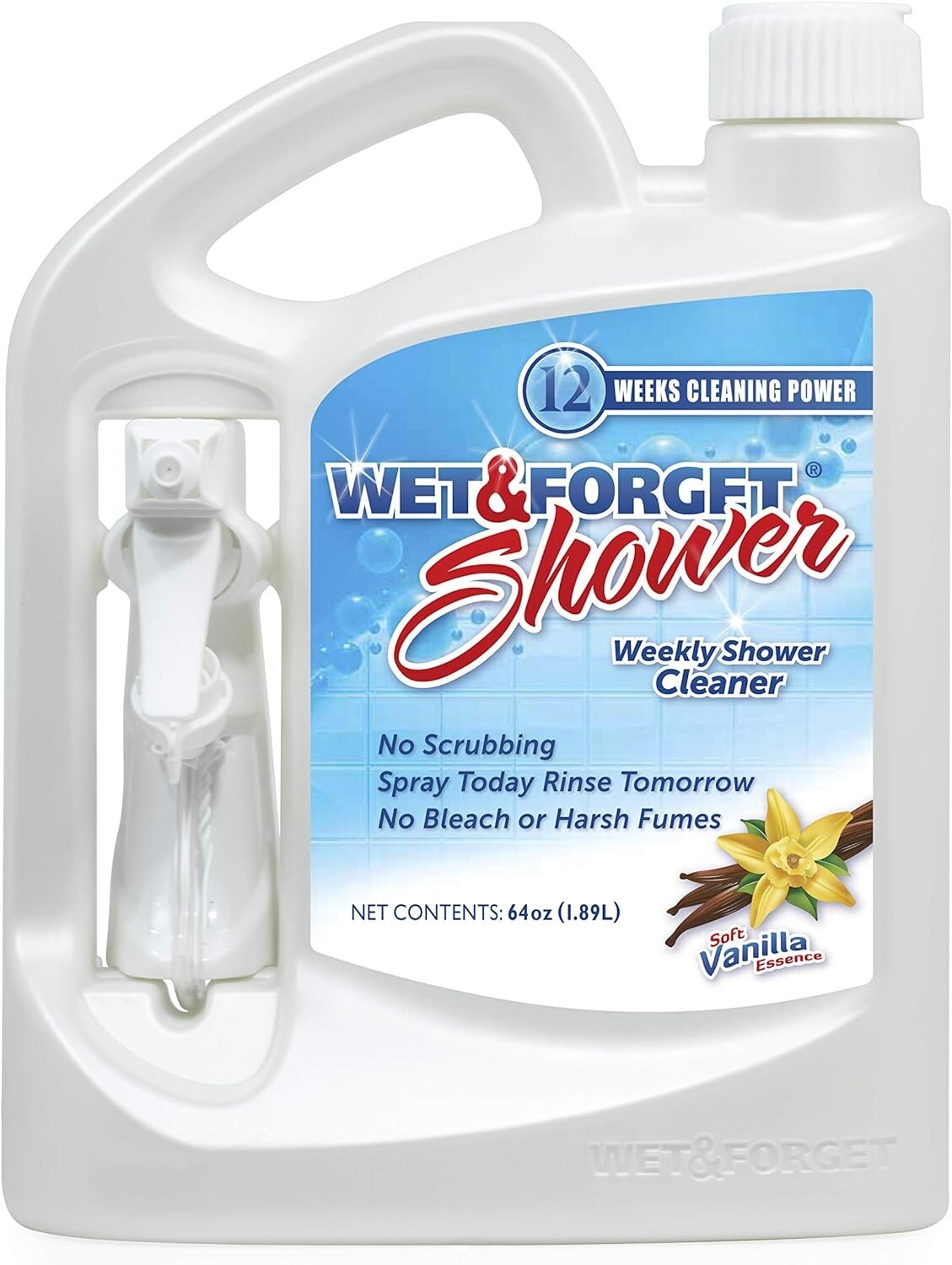 Wet & Forget Shower Cleaner Requires No Scrubbing, Vanilla, 64 Ounce (Pack of 1)
