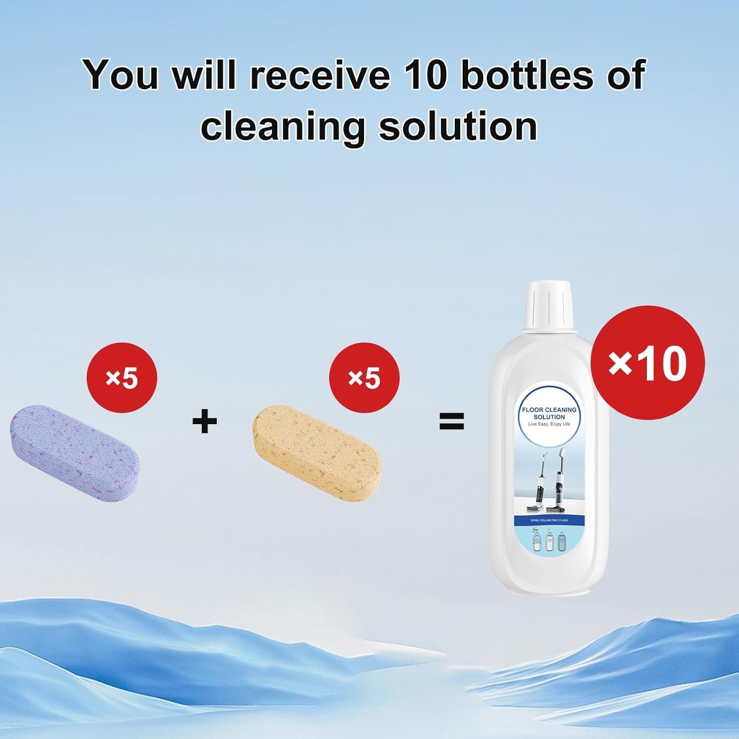10 Bottles Compatible with Tineco Cleaning Solution Pet 500ml Per Bottle Lave…