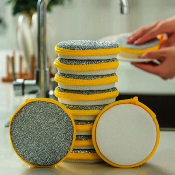 4pieces Double-Sided Scouring Pads Dish Pan Washing Sponge Kitchen Cleaning Tool