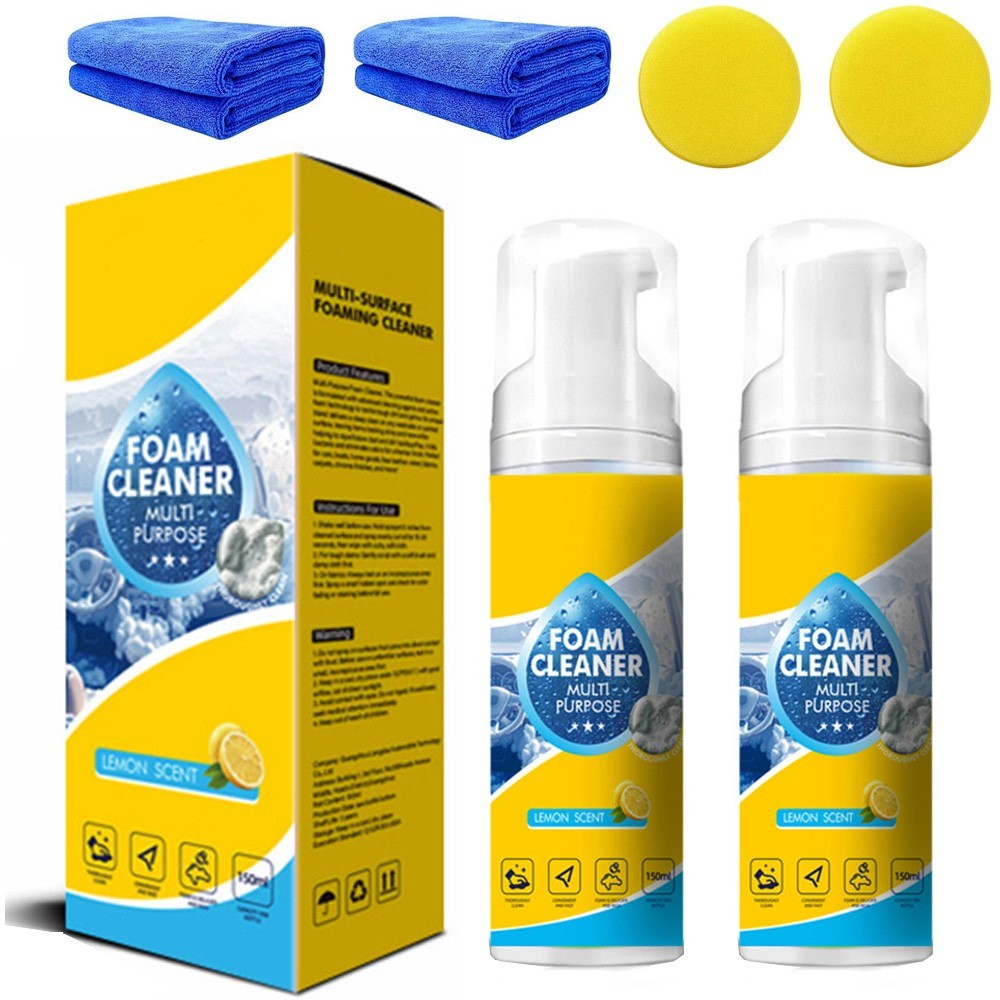 3SET 4-in-1 Multi-Enzyme Foam Cleaner, All-Purpose Spray 5oz with Sponge & Towel