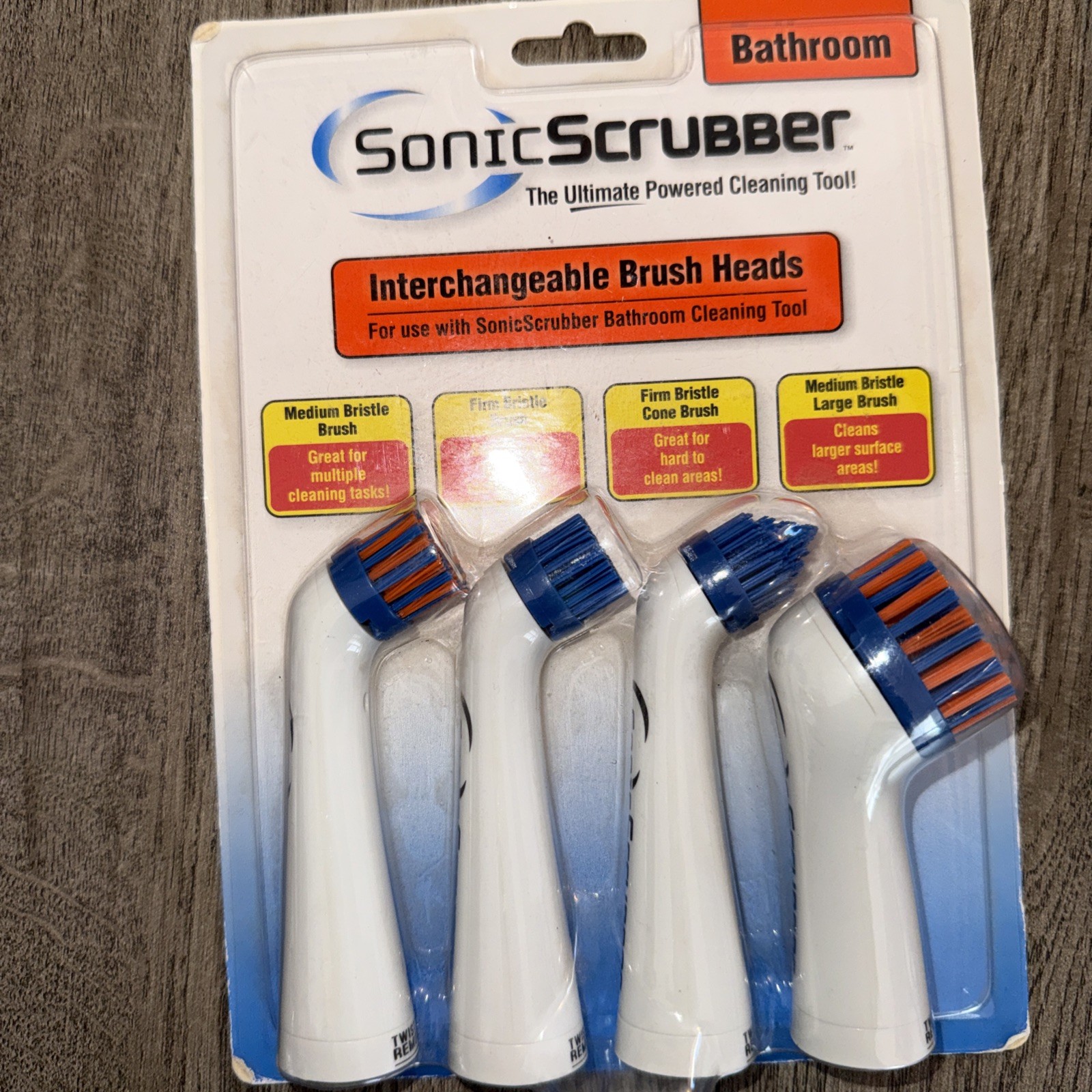 Sonic Scrubber Power Cleaner Interchangeable Brush Heads Bathroom Cleaning Tool