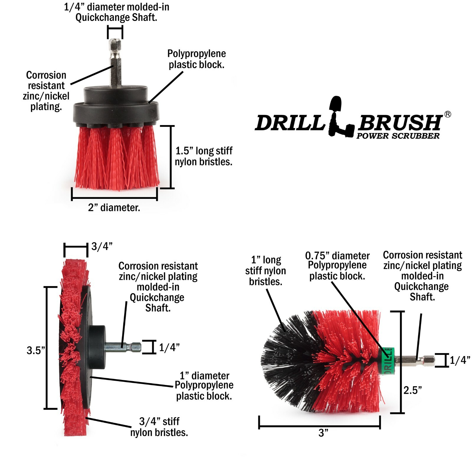 Garden, Patio, and Deck Cleaning – Drill Brush Attachments for Scrubbing Concret