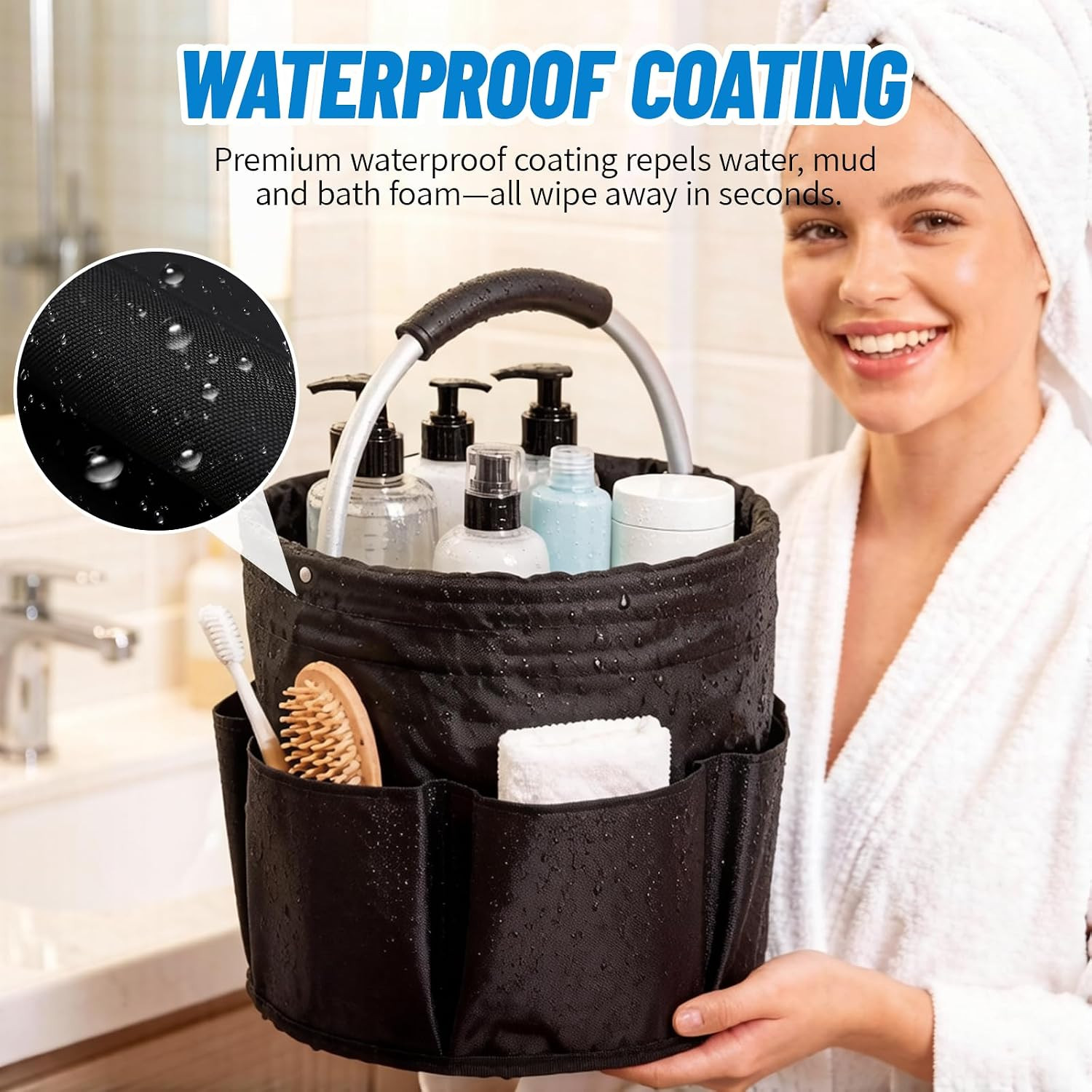 Cleaning Caddy with Handle, 17L Cleaning Products Organiser, Portable Cleaning C